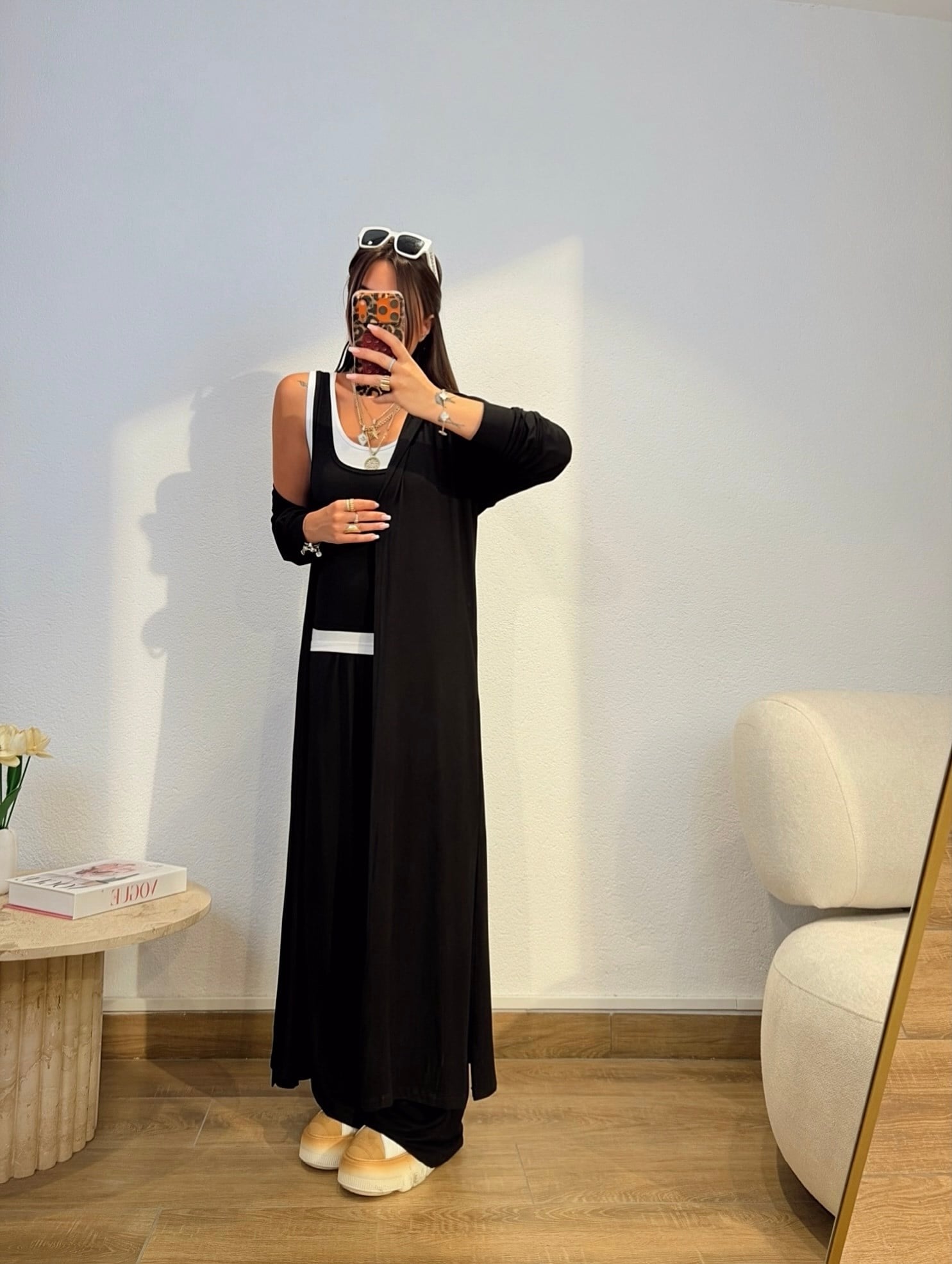 Pamuklu Çift Atletli Siyah Takım