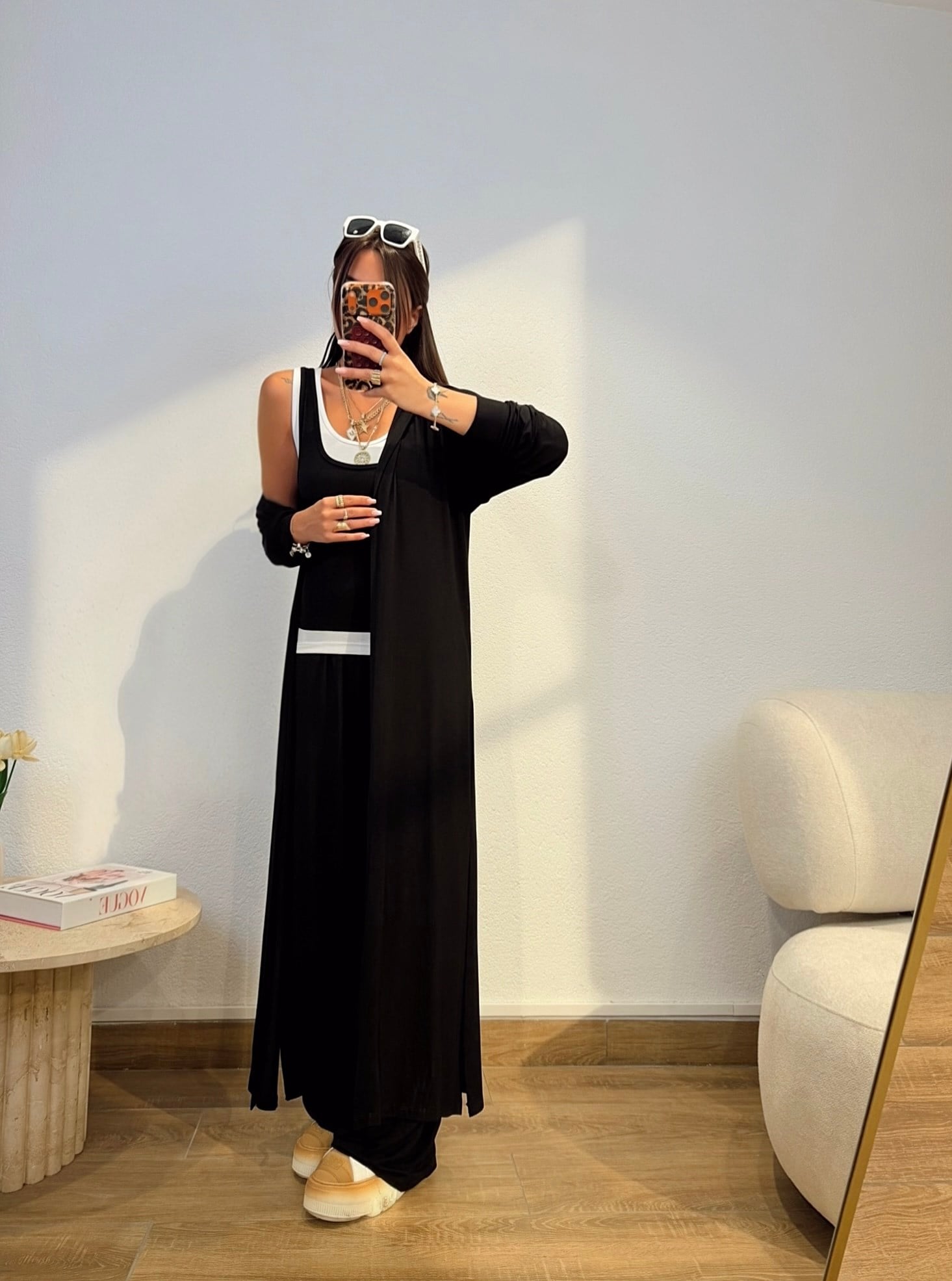 Pamuklu Çift Atletli Siyah Takım