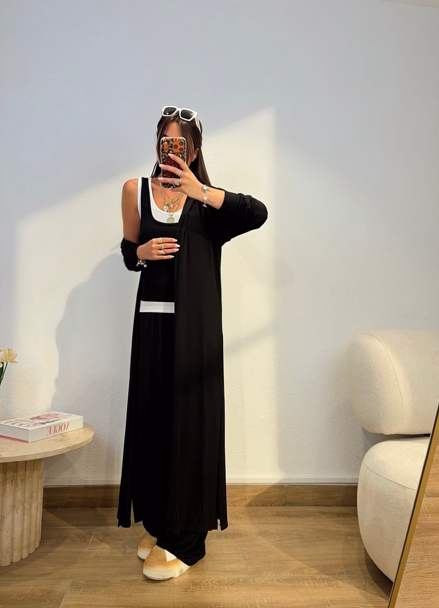 Pamuklu Çift Atletli Siyah Takım
