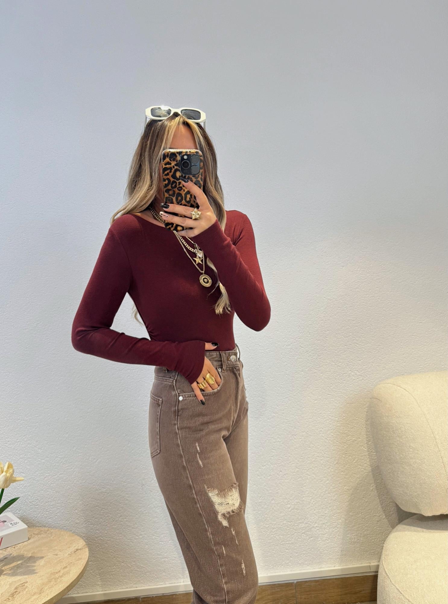 Pamuklu Kayık Bordo Badi