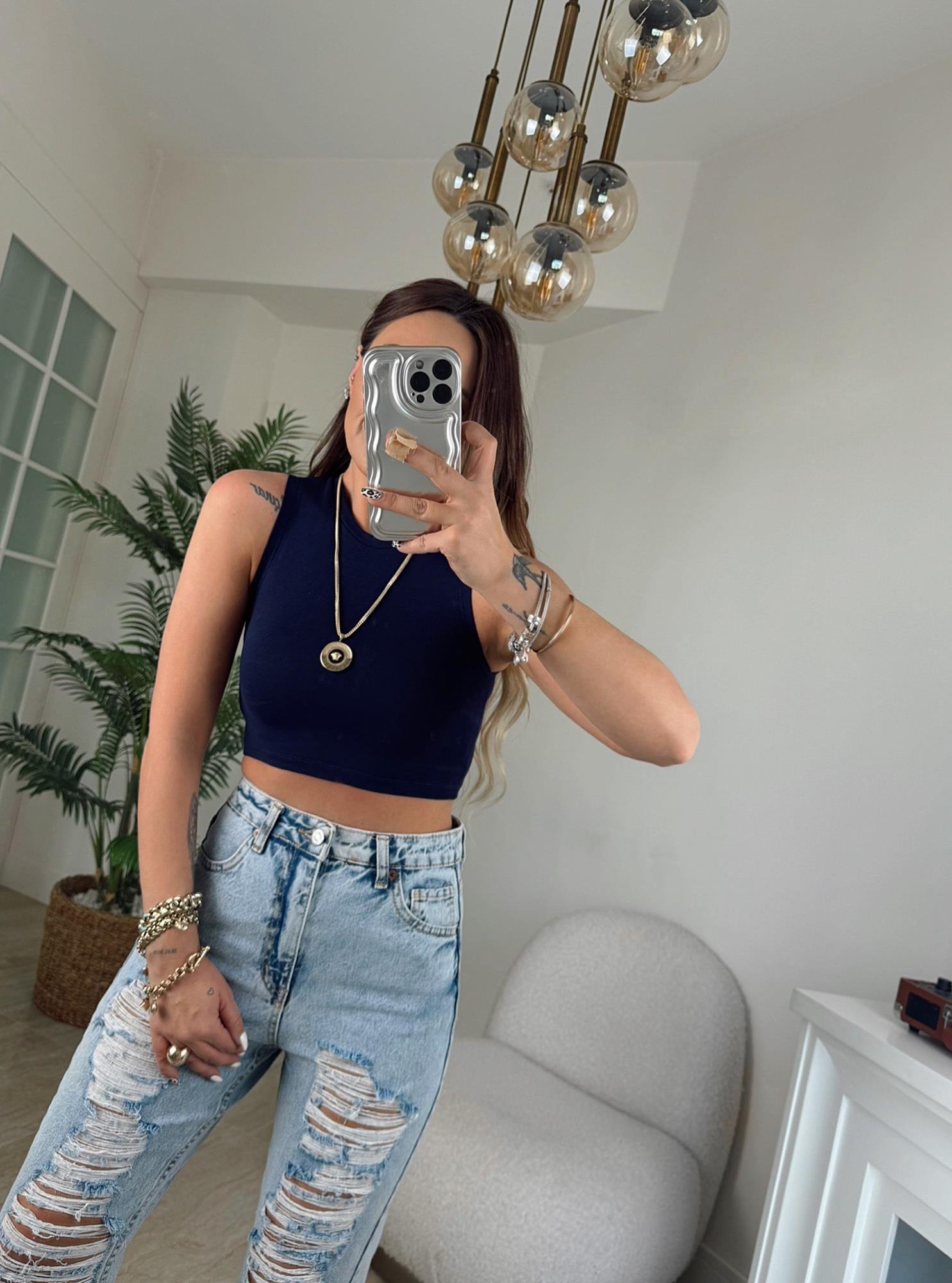 Pamuklu Kolsuz Laci Crop Badi