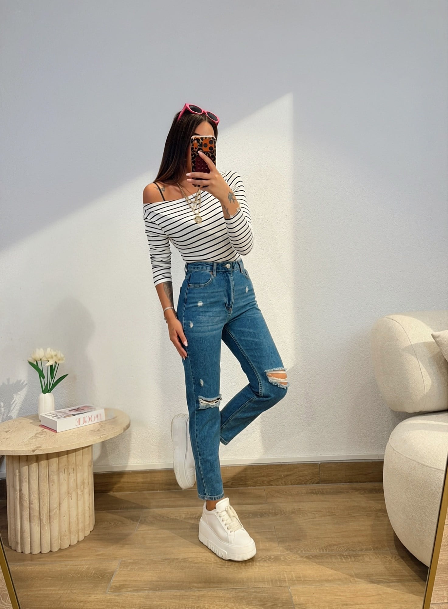 Pamuklu Seri Kayık Yaka Çizgili Basic Badi