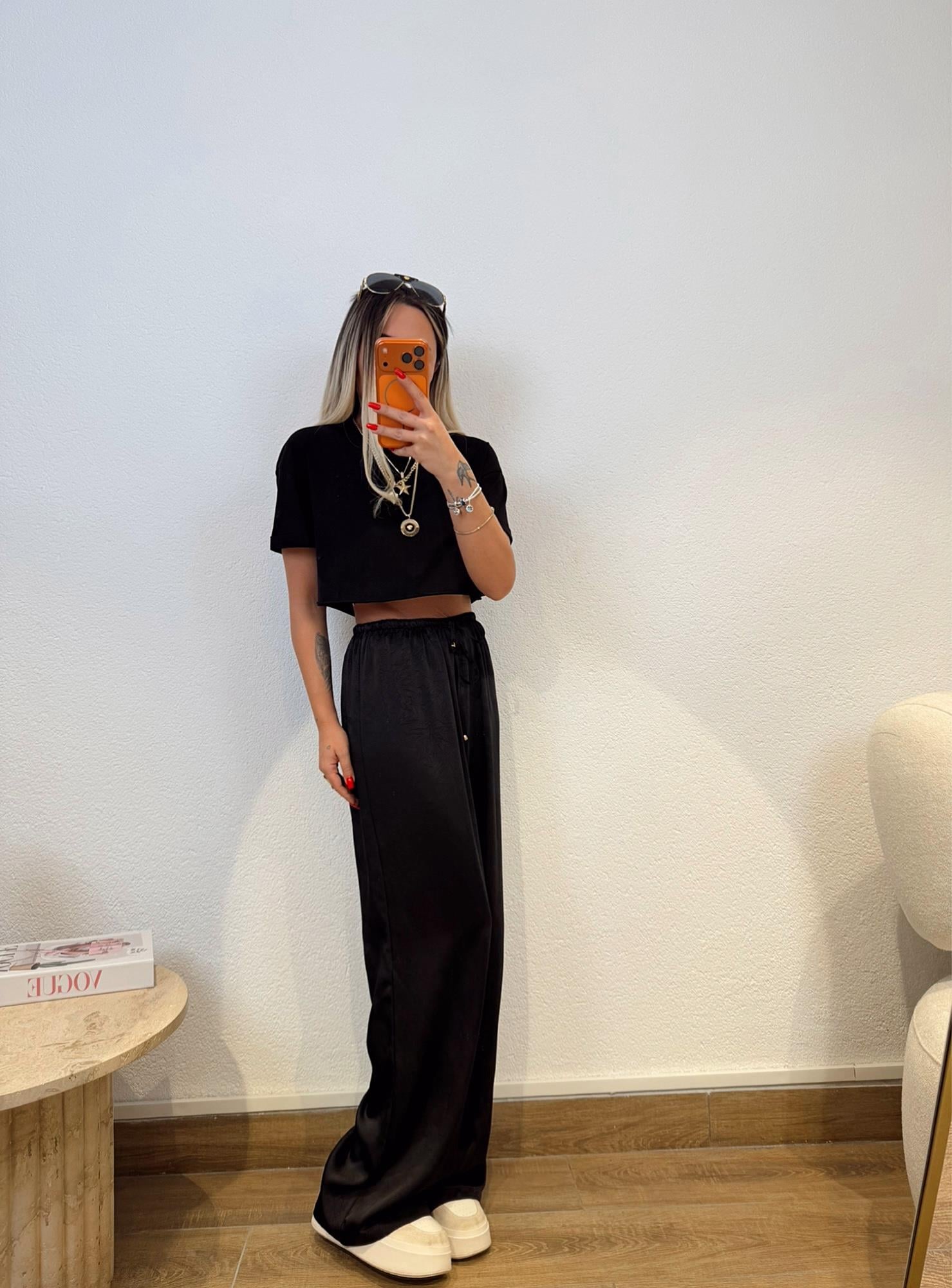 Pamuklu Siyah Crop Tshirt
