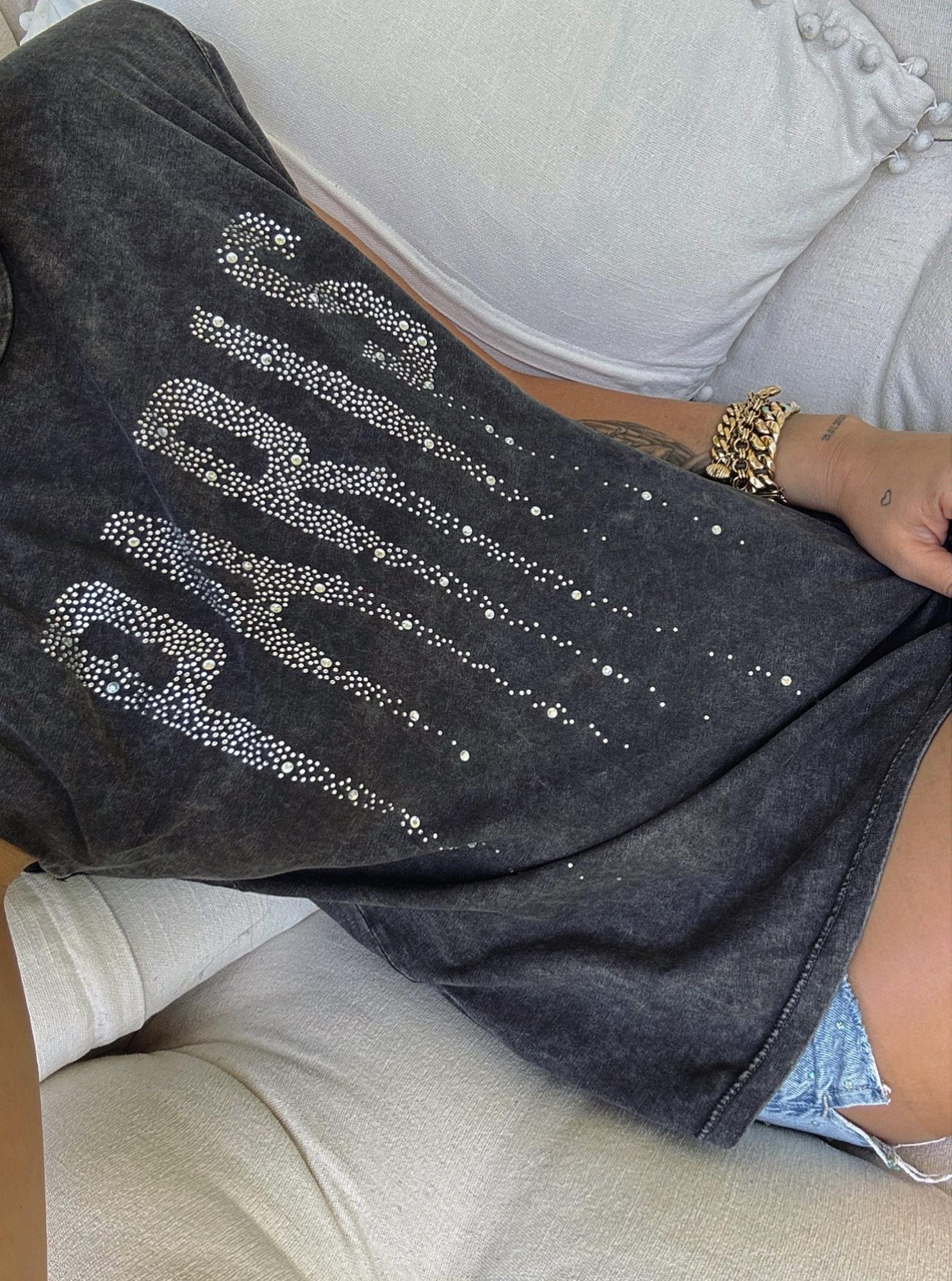 Paris Baskılı Damla Taşlı Tshirt