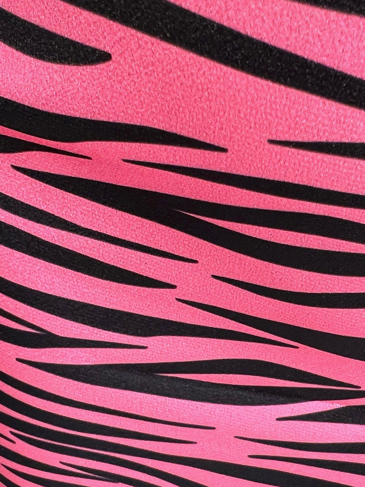 Pembe Zebra Desen Saten Etek