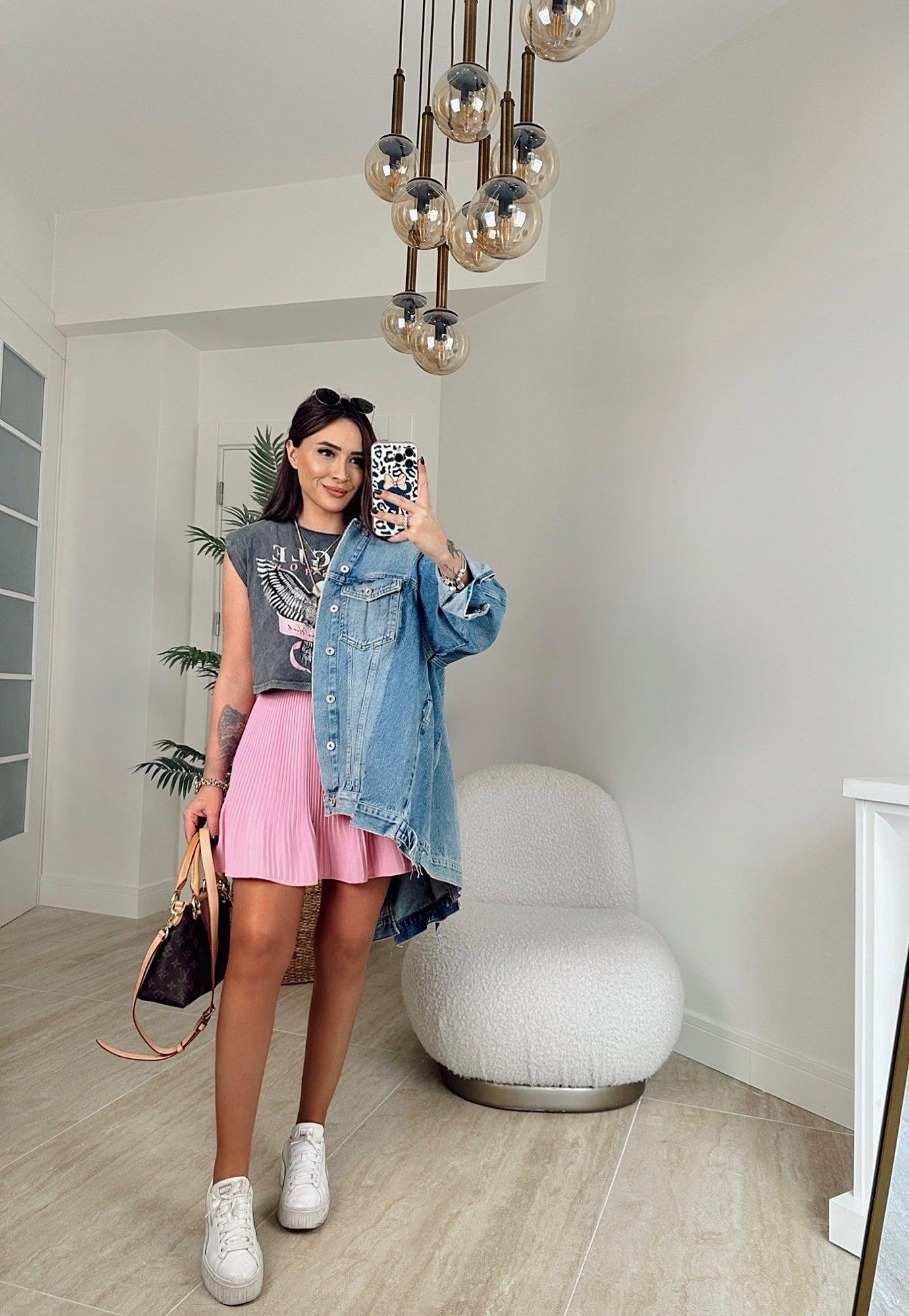 Piliseli Şeker Pembe Şort etek