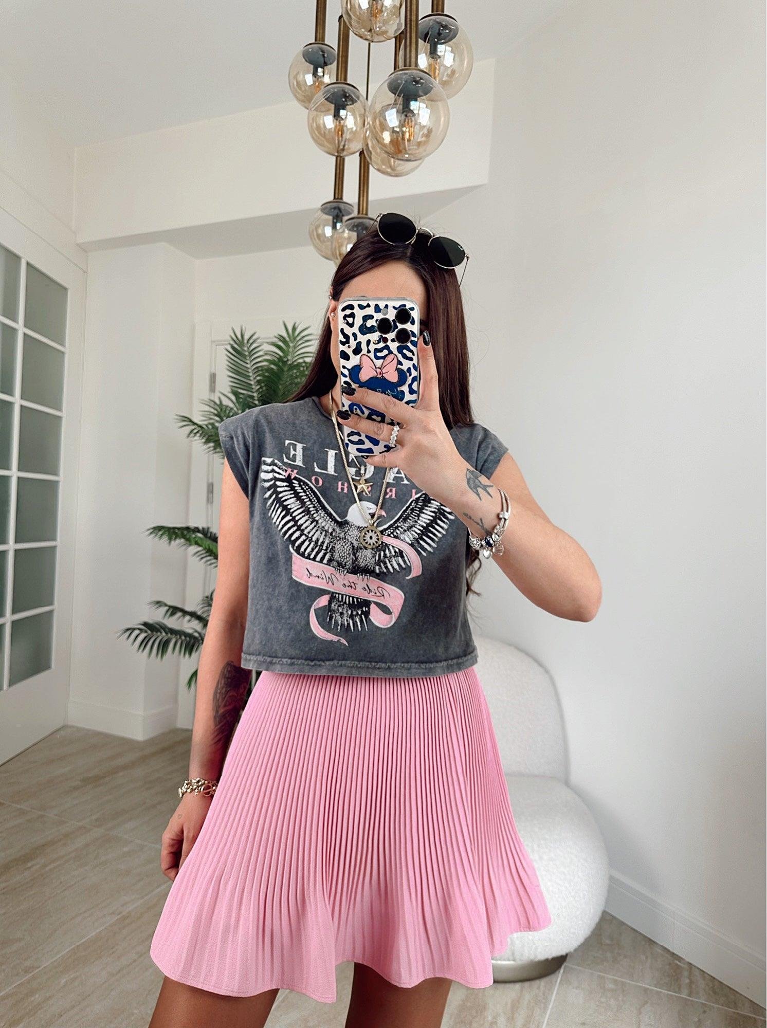 Piliseli Şeker Pembe Şort etek