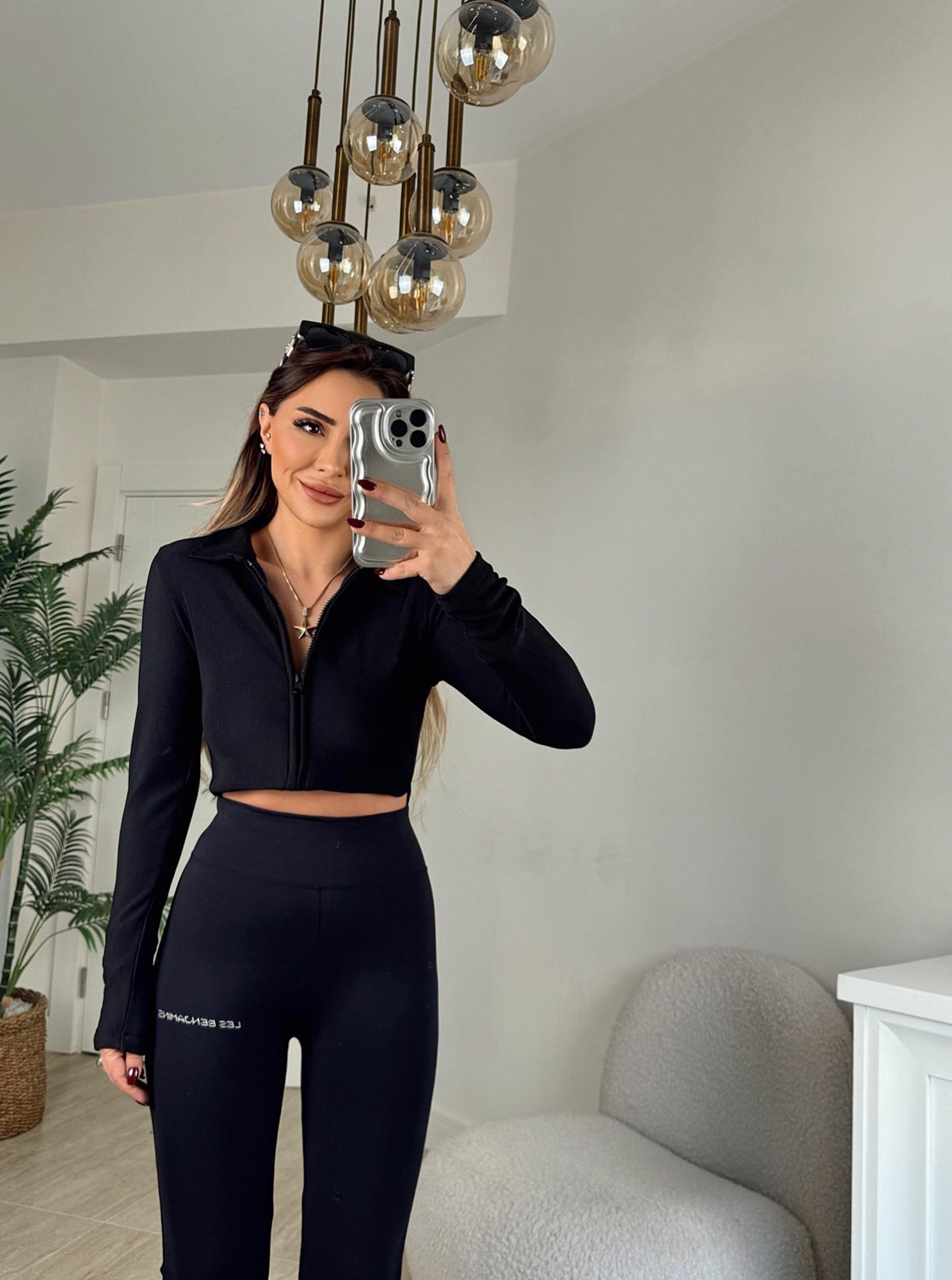 Polo Yaka Fermuarlı Crop
