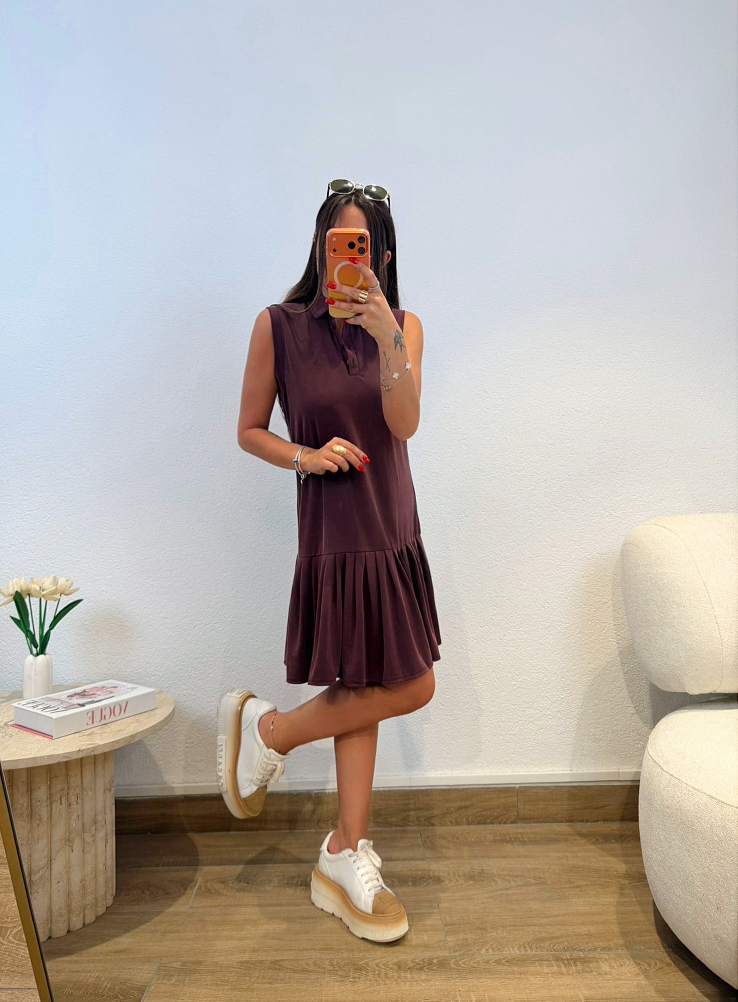 Polo Yaka Mürdüm Modal Basic Elbise