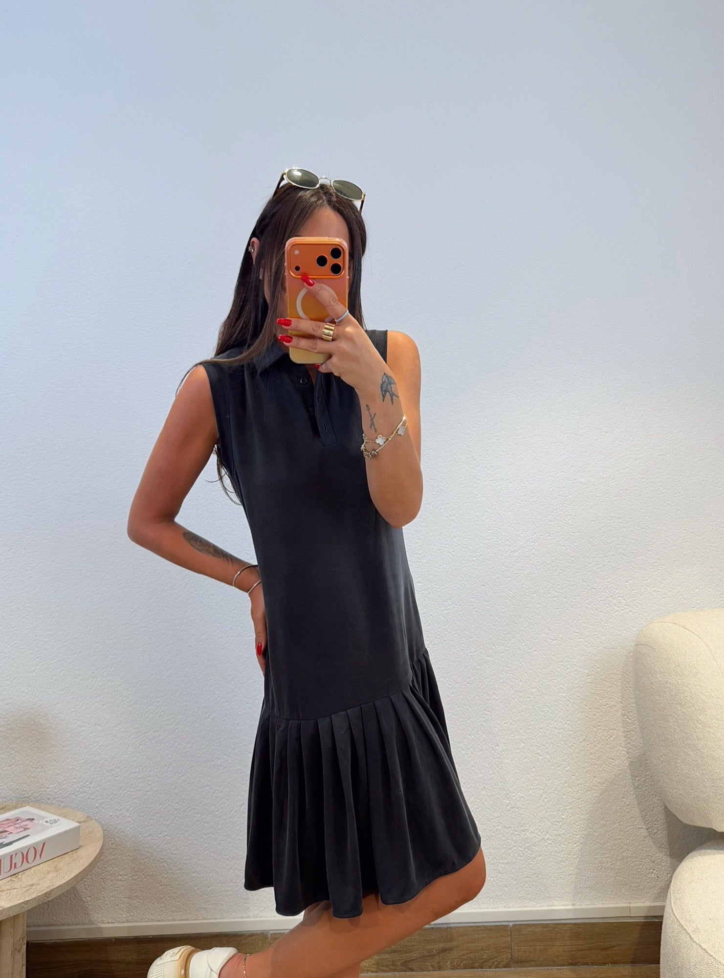 Polo Yaka Siyah Modal Basic Elbise