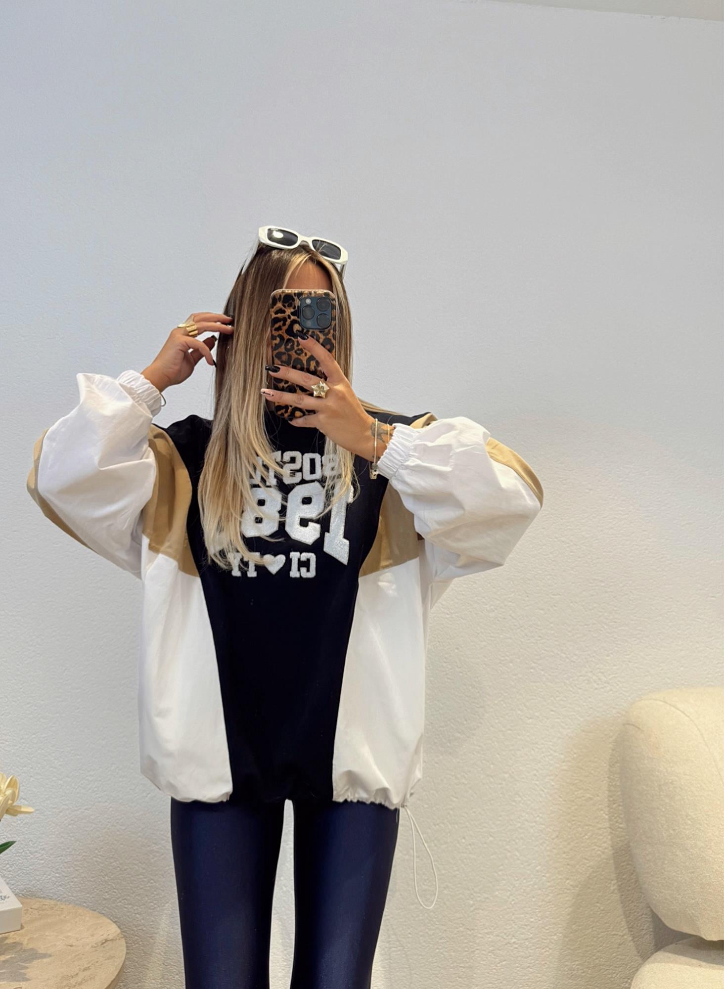 Poplin Detay Büzgülü Sweatshirt