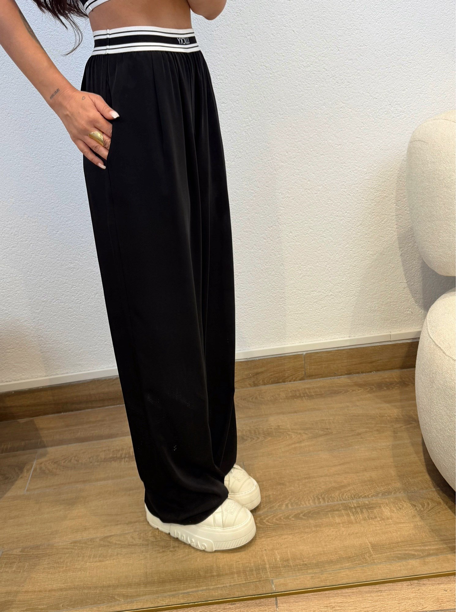 Premium Bel Detay Saten Rahat Pantolon