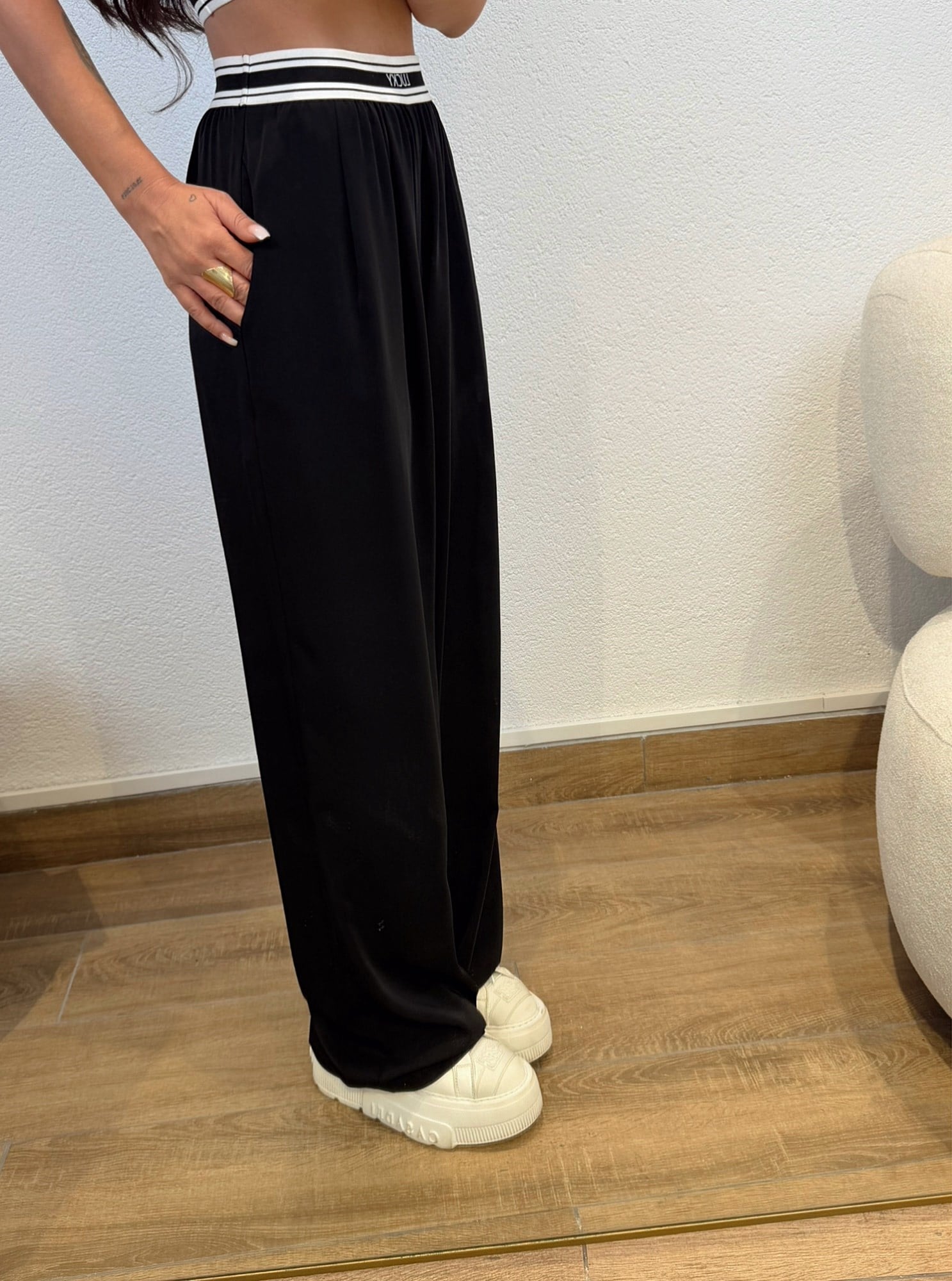 Premium Bel Detay Saten Rahat Pantolon