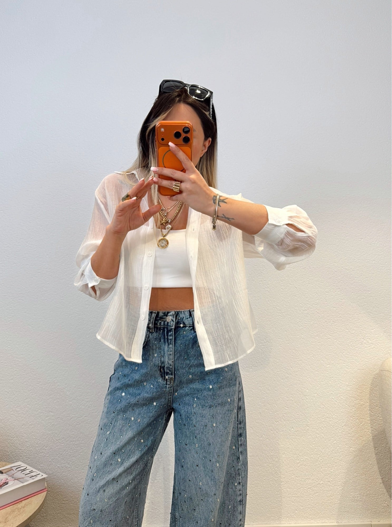 Premium Beyaz Tül Gömlek