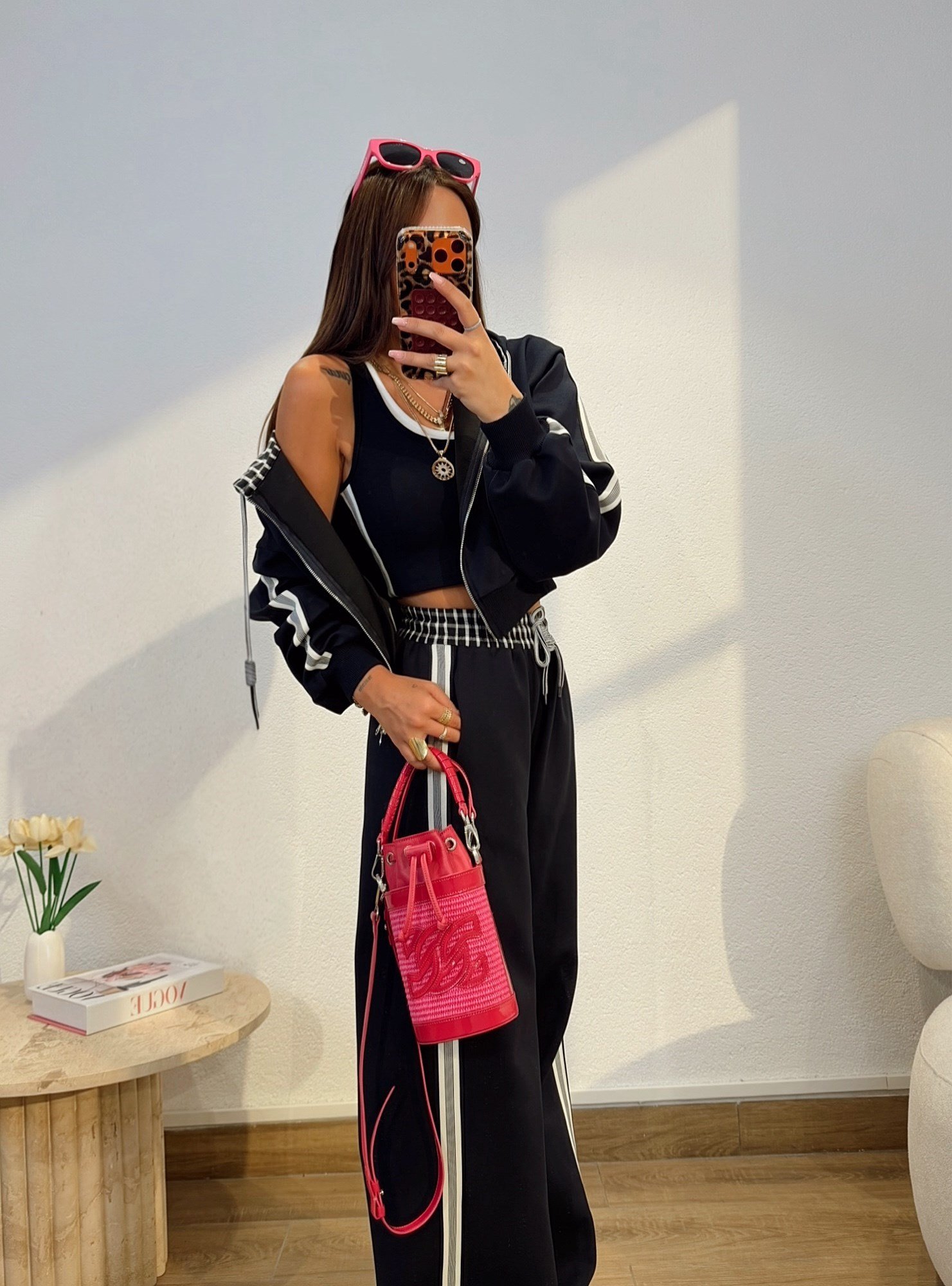Premium Ekose Detay Şeritli Hırka