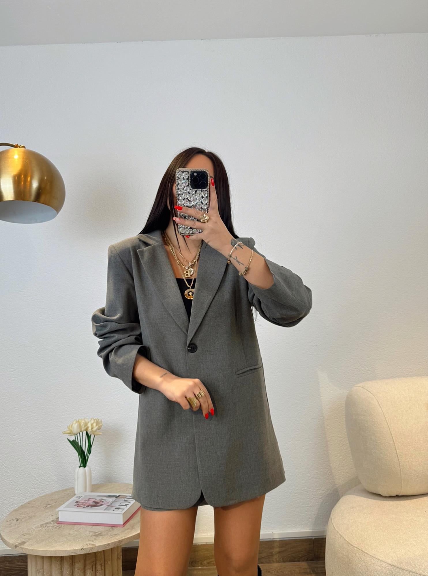 Premium Gri Ceket-Etek Takım