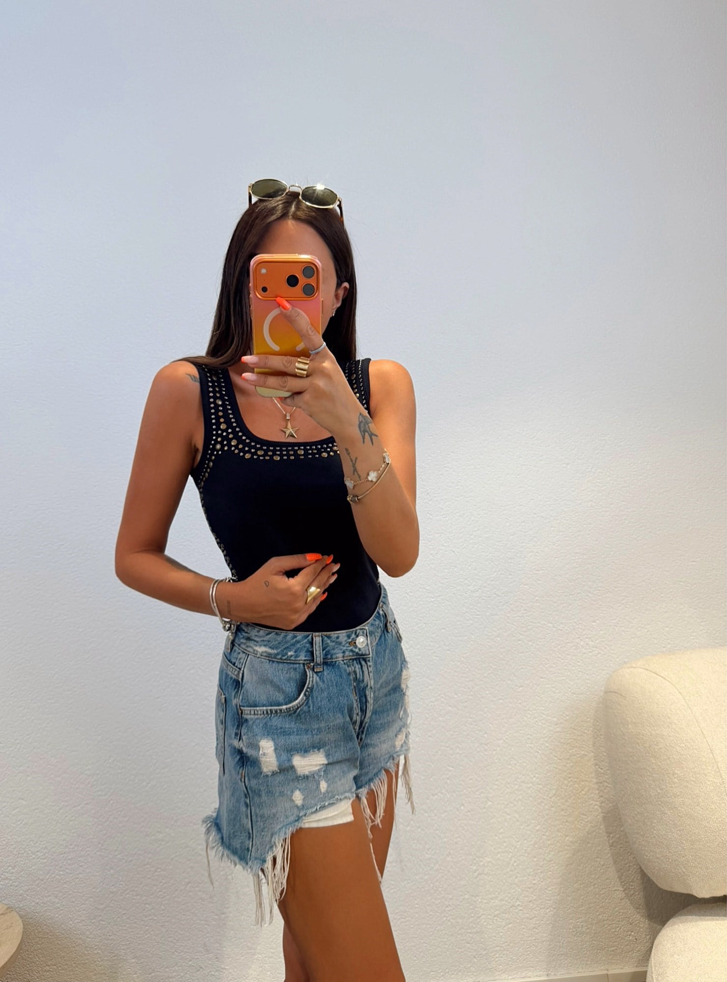Premium Kare Yaka Taşlı Laci Atlet