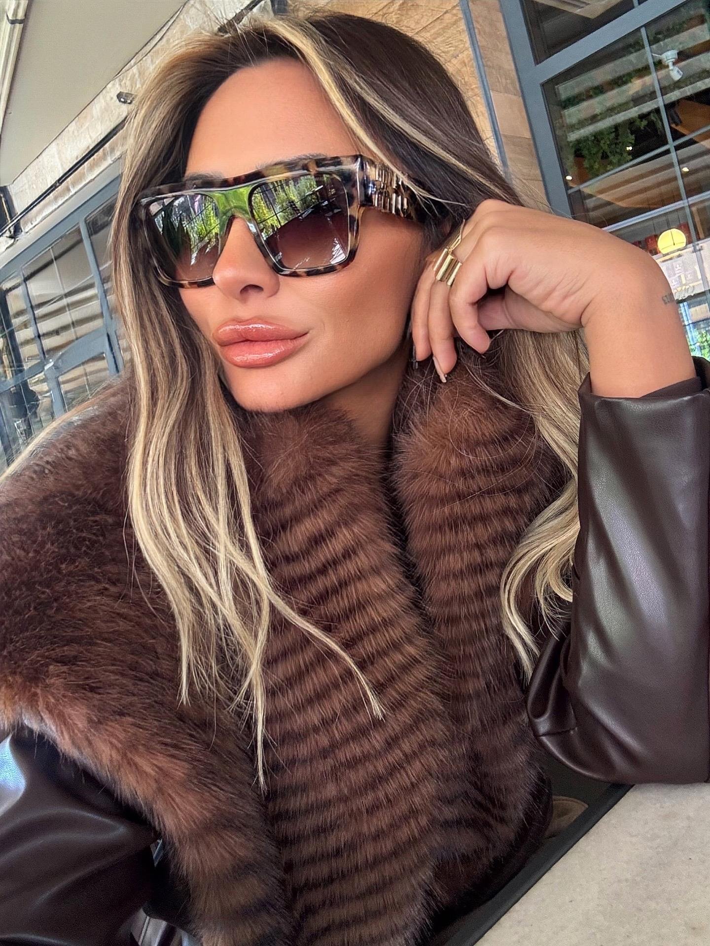 Premium Kürklü Deri Kahve Ceket