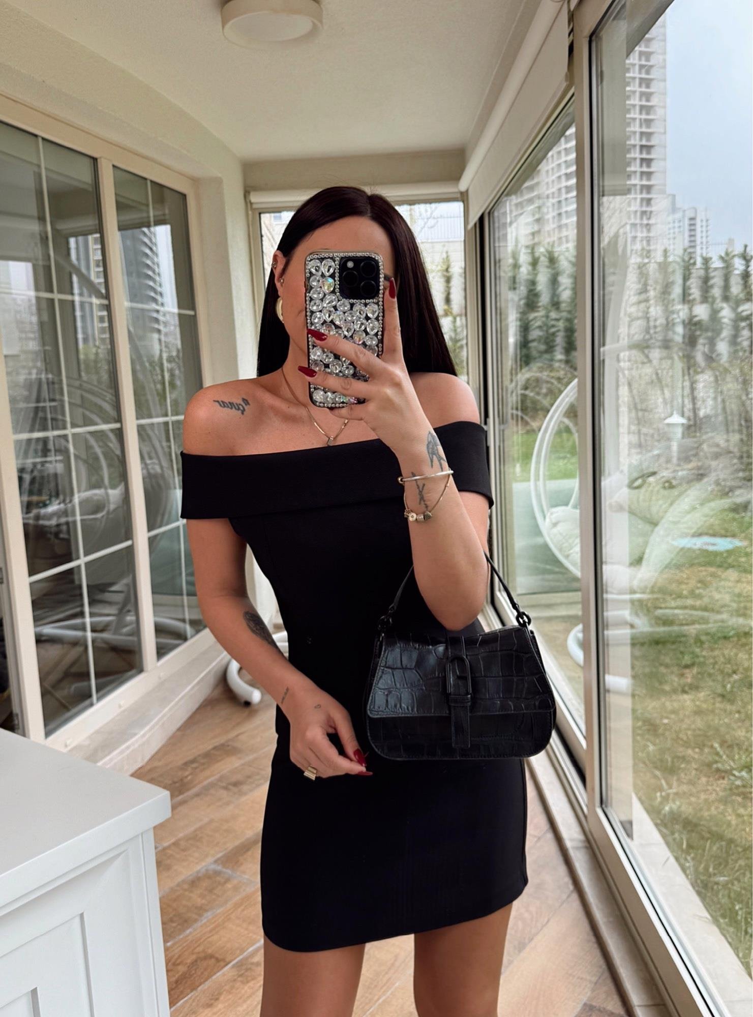 Premium Madonna Etek-Bluz Siyah Takım