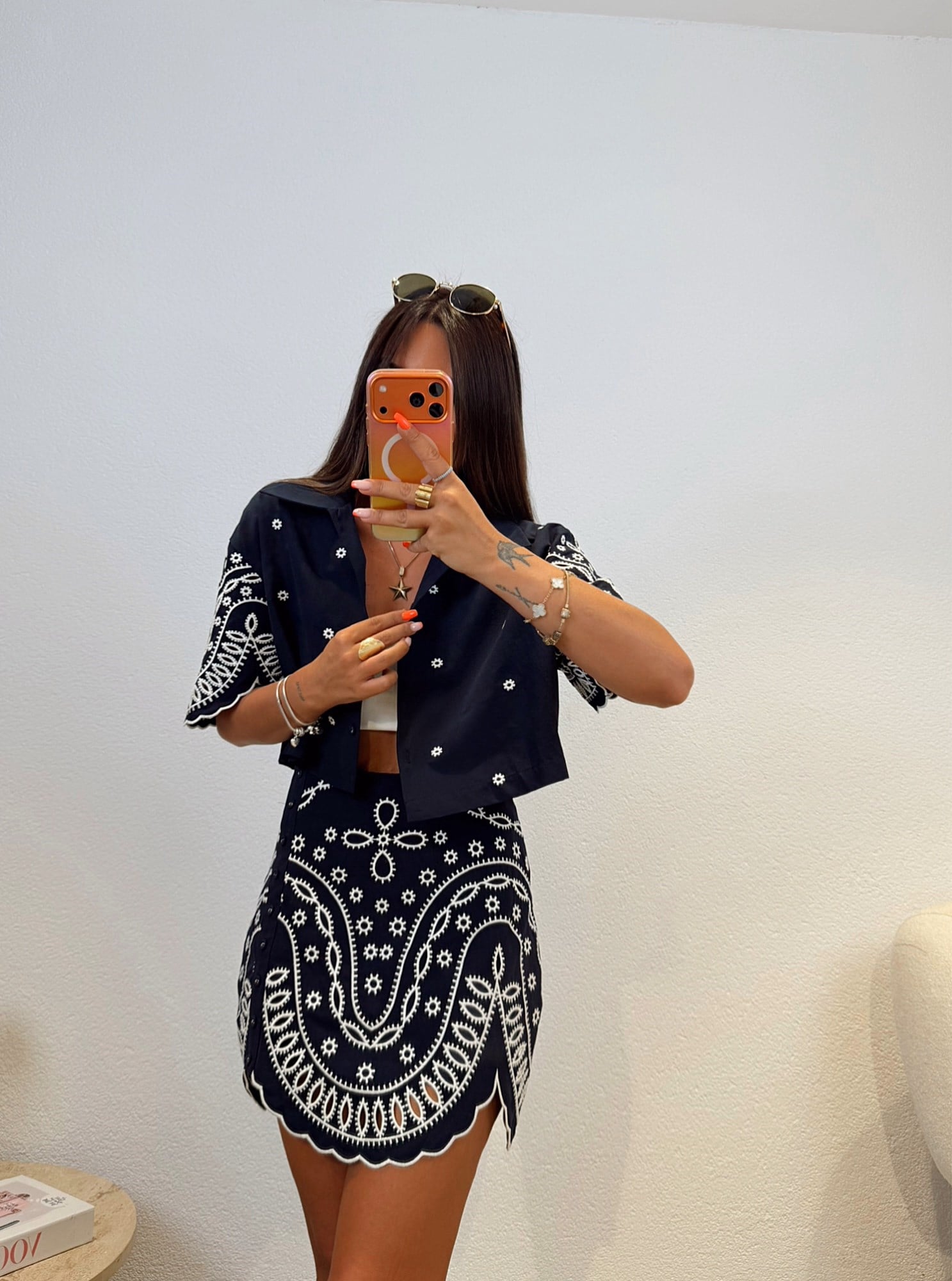 Premium Nakışlı Crop Gömlek