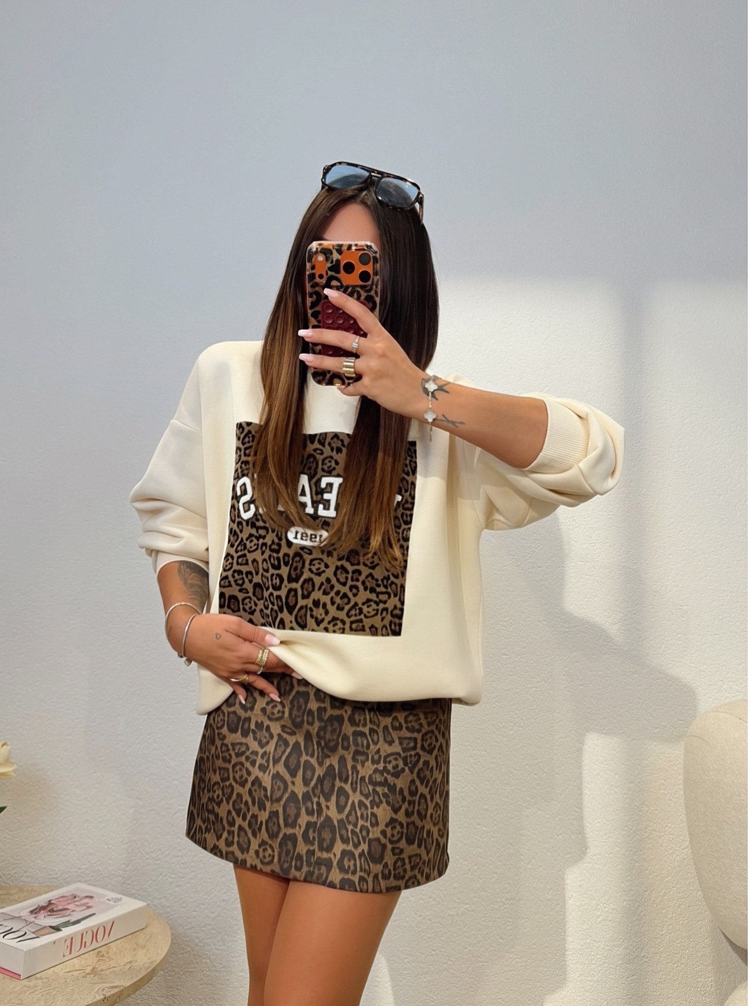 Premium Seri Deri Kemerli Nubuk Leopar Etek