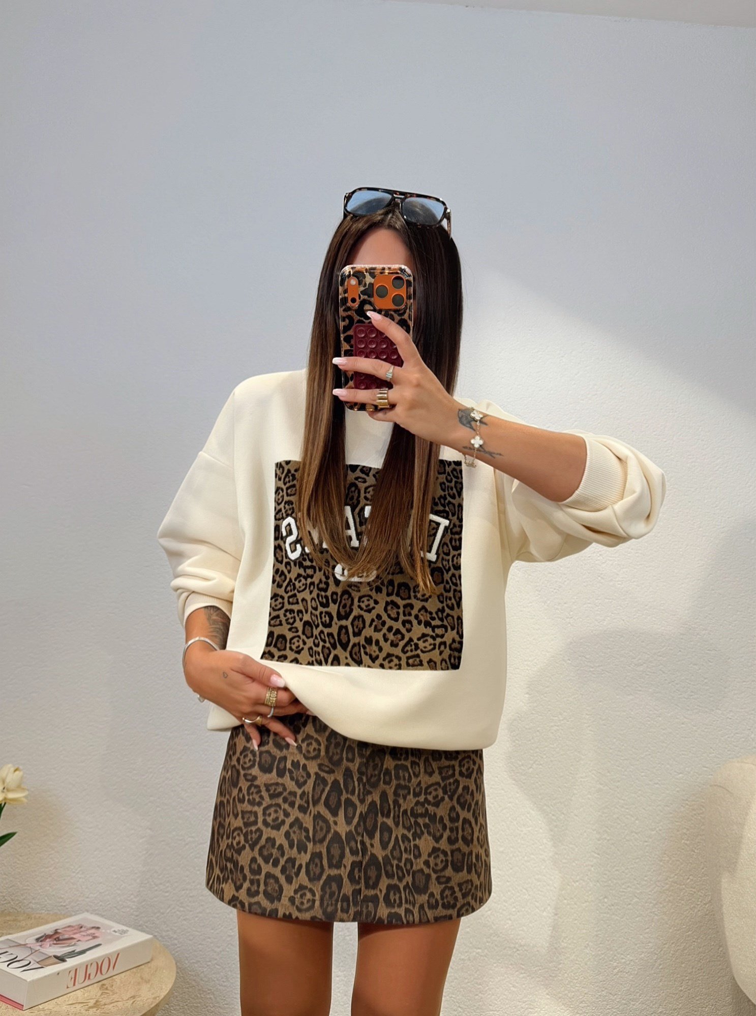 Premium Seri Deri Kemerli Nubuk Leopar Etek
