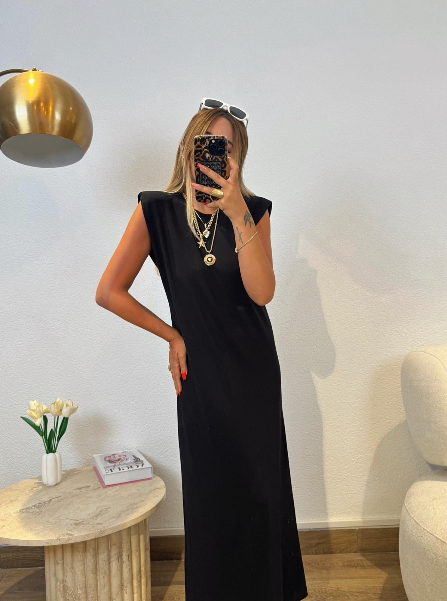 Premium Seri Vatkalı Modal Basic Siyah Elbise