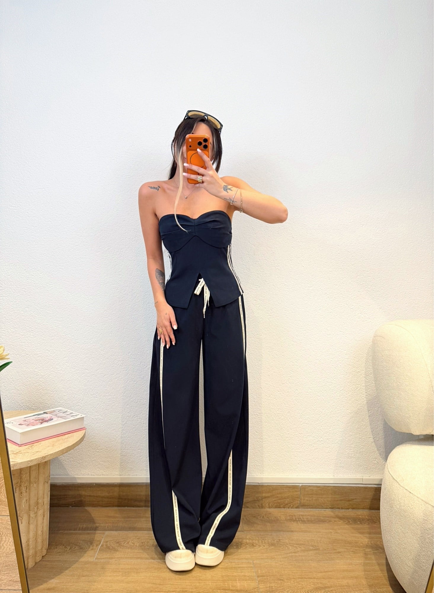 Premium Şeritli Palazzo Pantolon