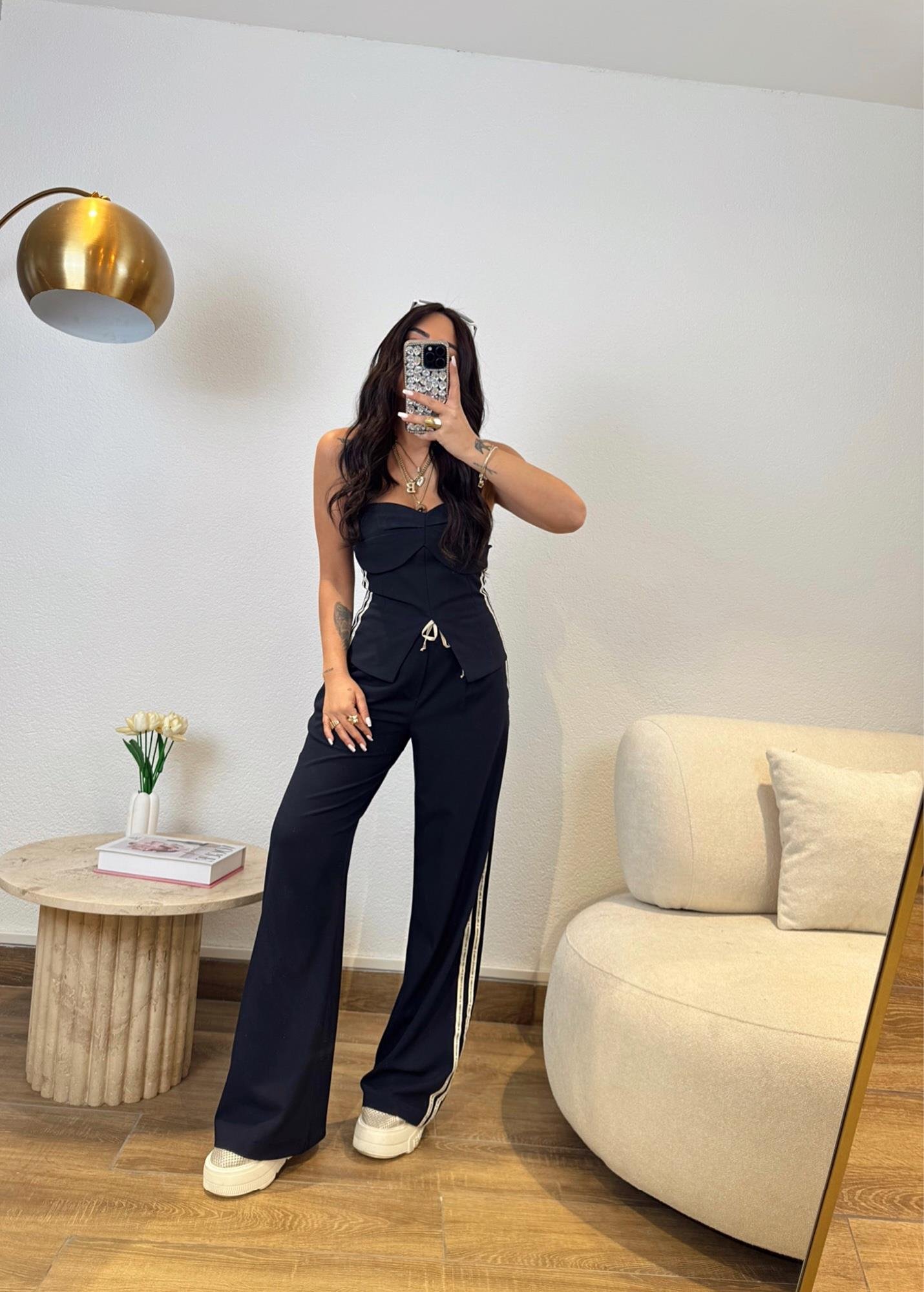 Premium Straplez Bluz-Pantolon Takım