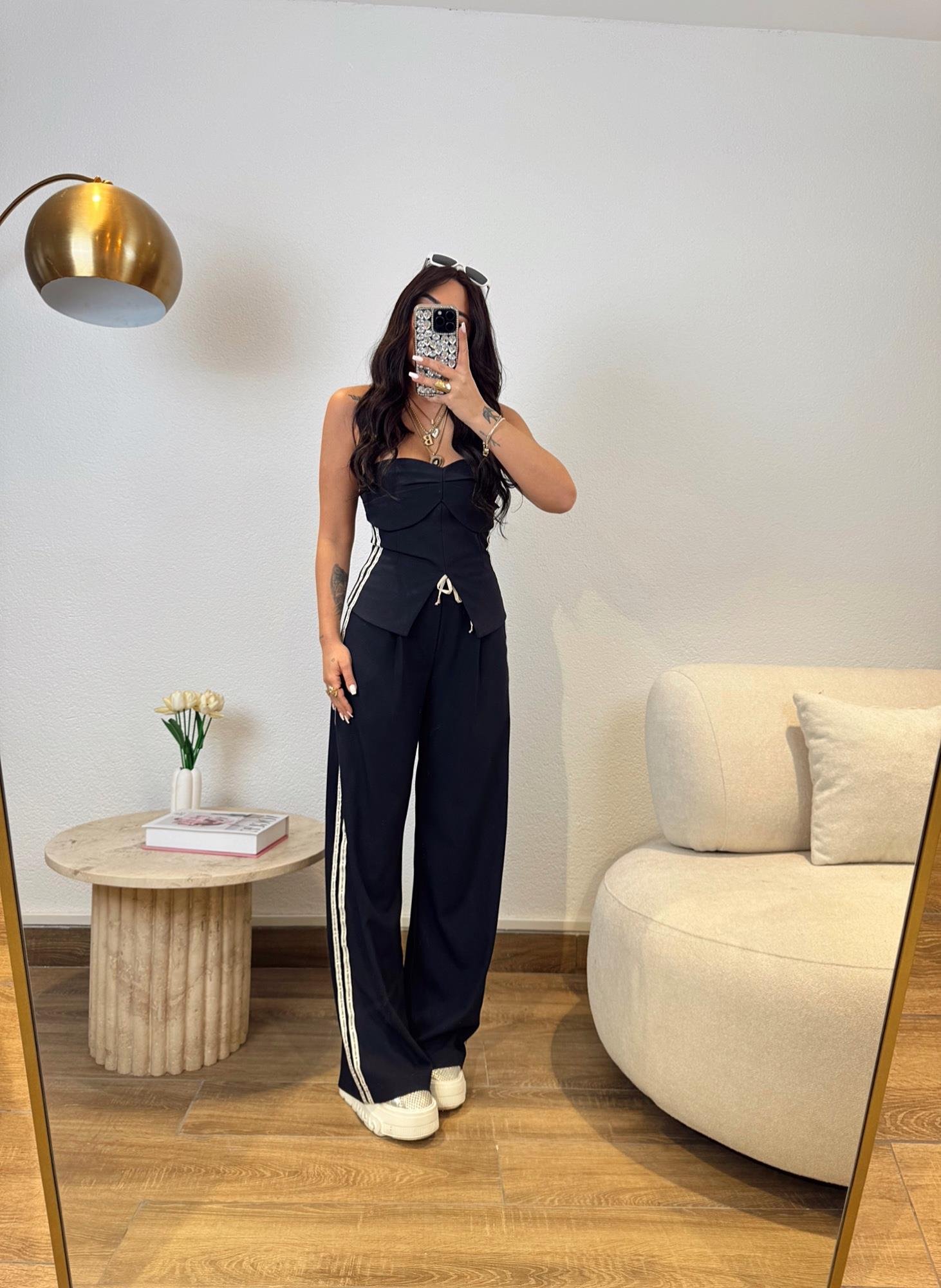 Premium Straplez Bluz-Pantolon Takım