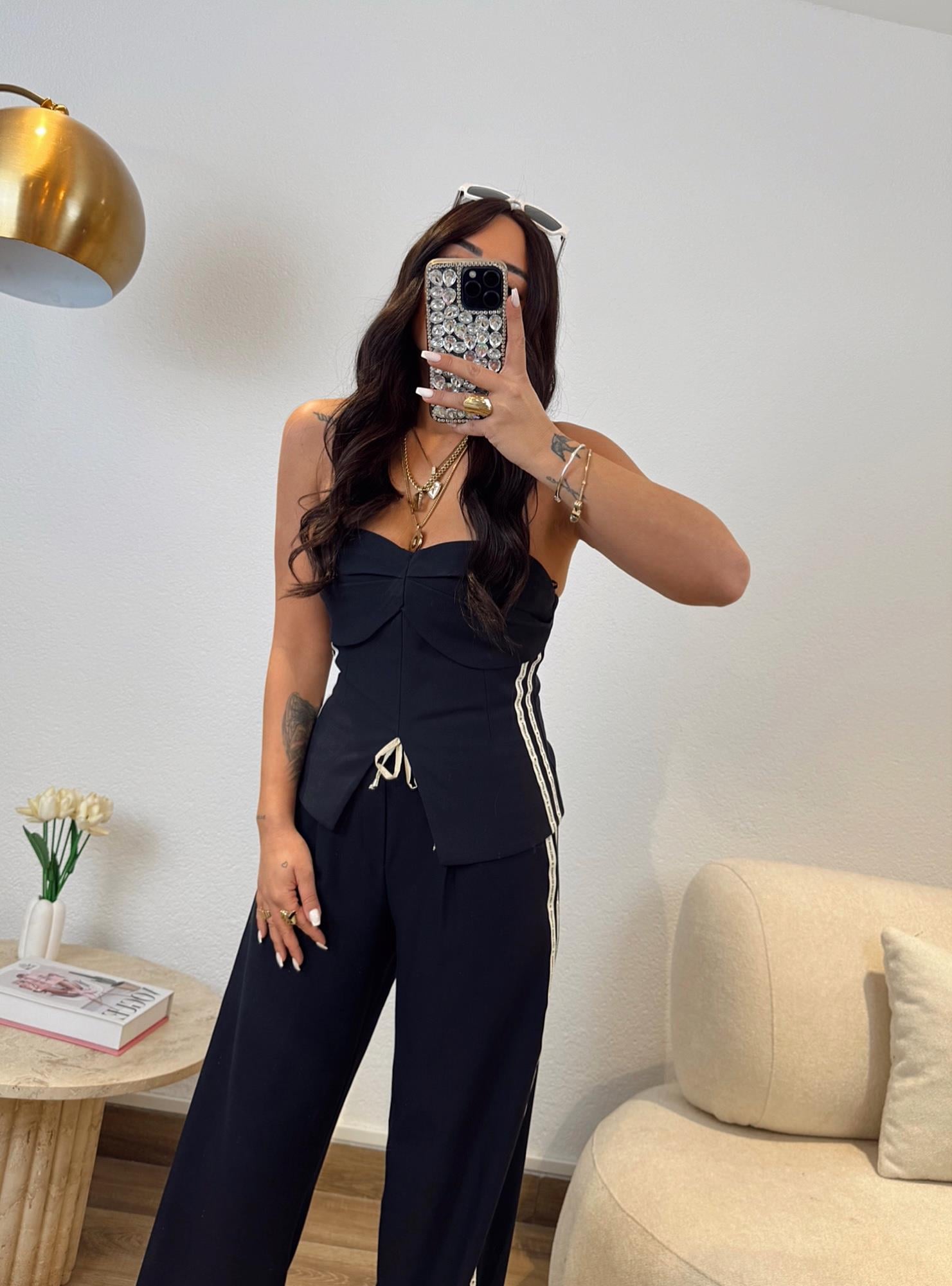 Premium Straplez Bluz-Pantolon Takım