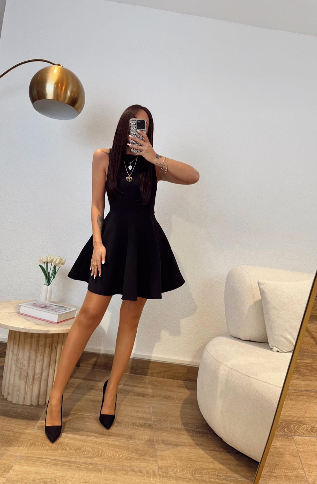Premium Volanlı Siyah Elbise