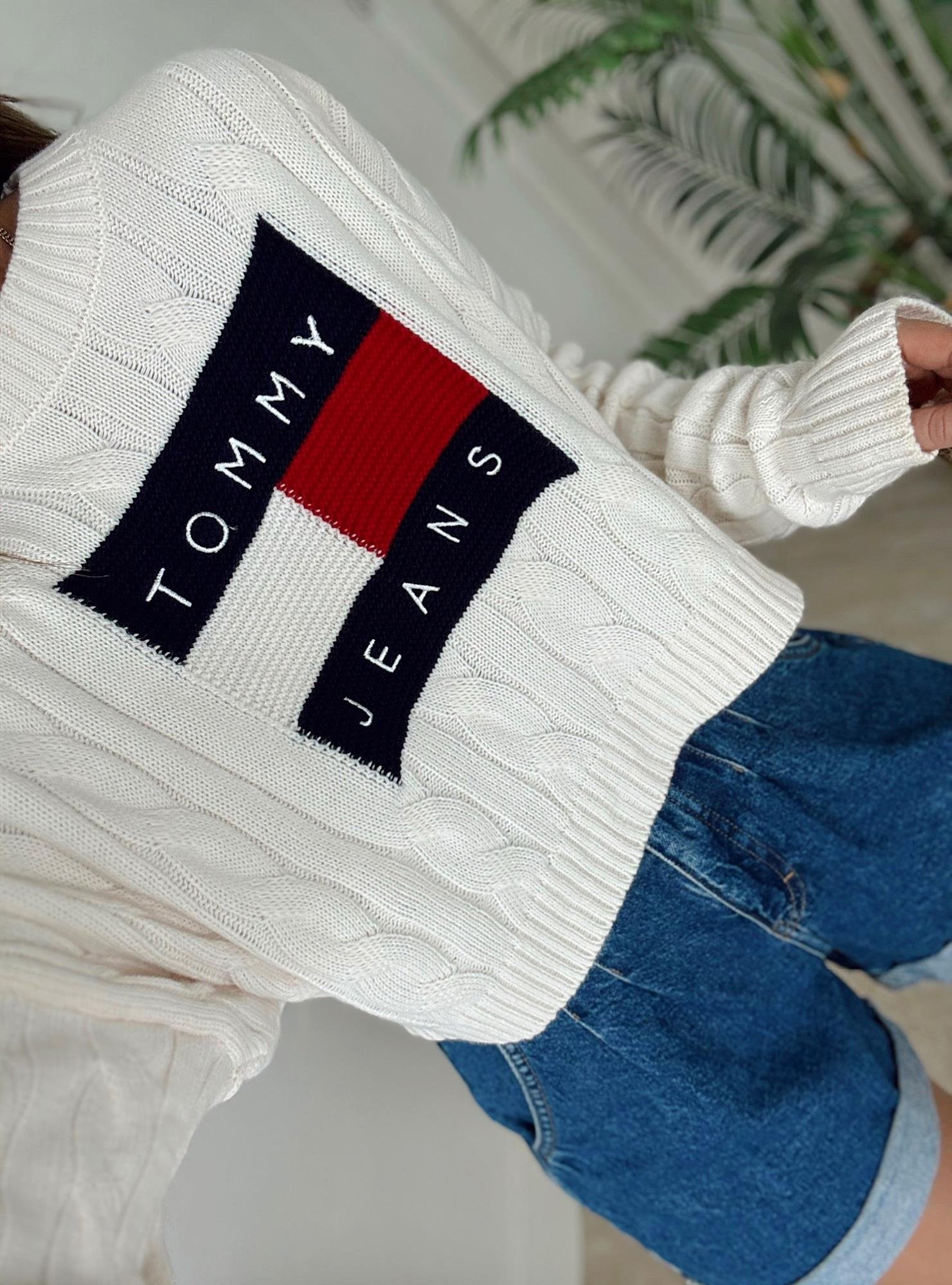 Saç Örgü Marka Model Ekru Crop Kazak
