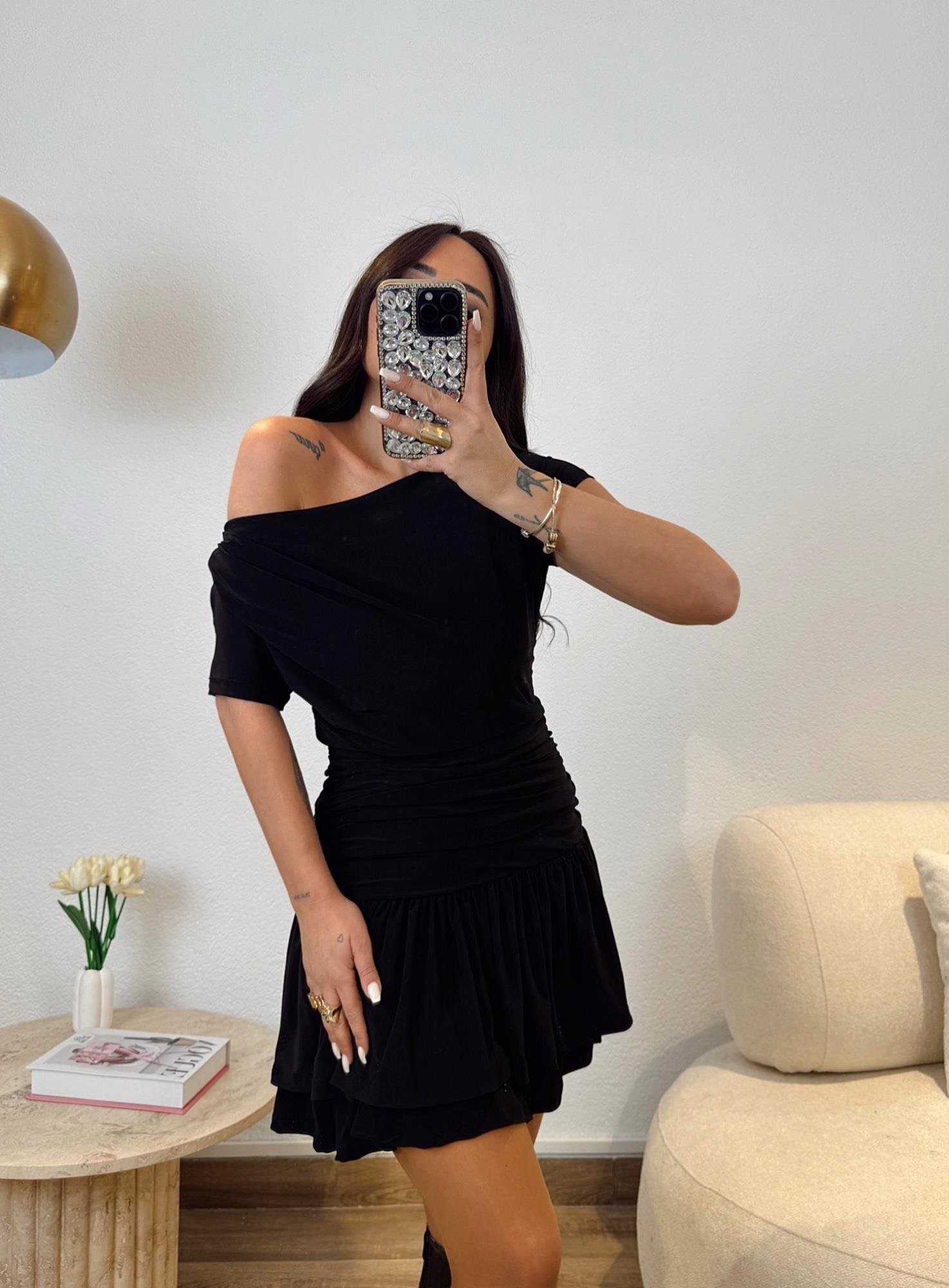 Sandy Katlı Mini Elbise