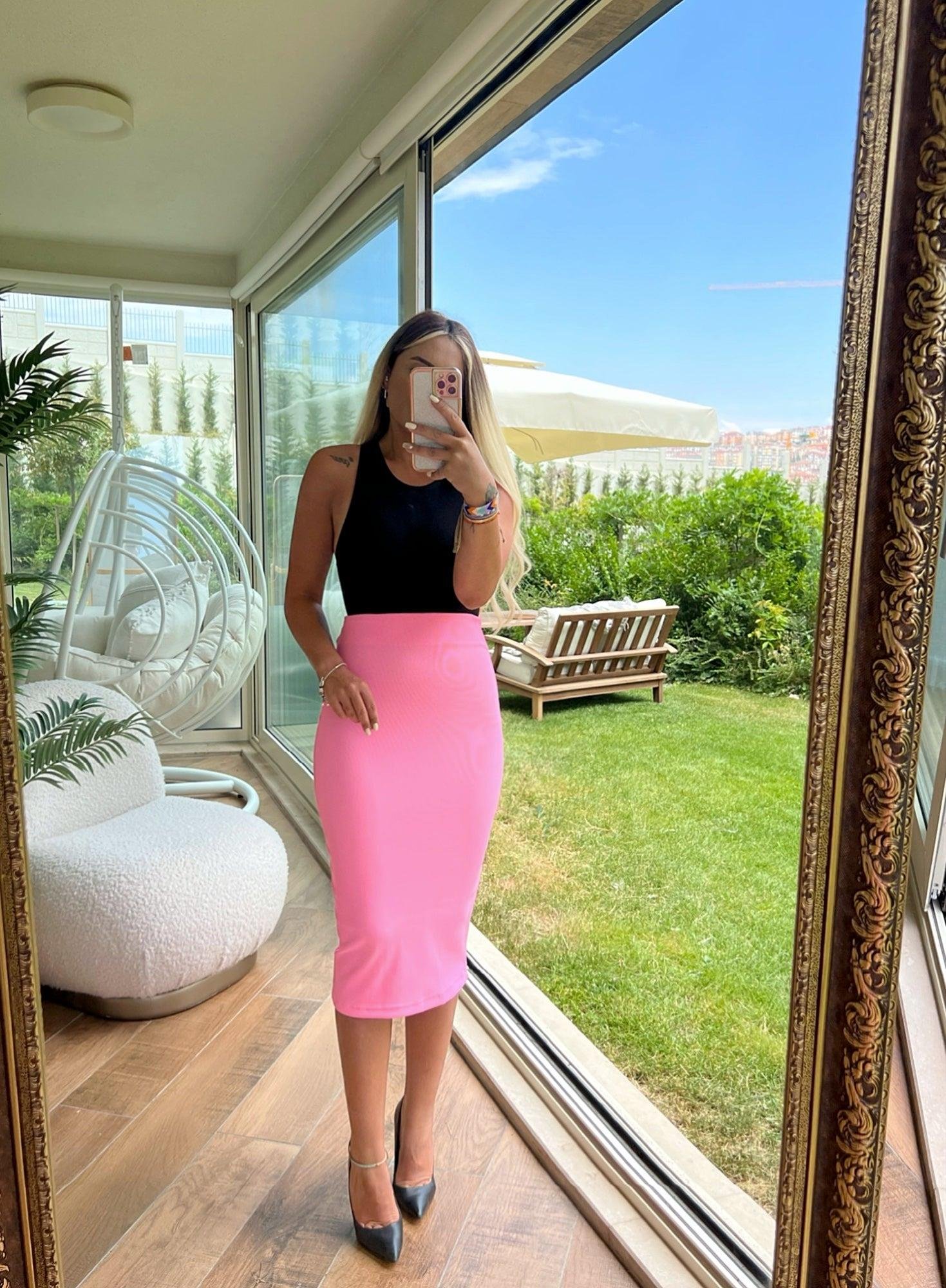 Şeker Pembe Toparlayıcı Kalem Etek