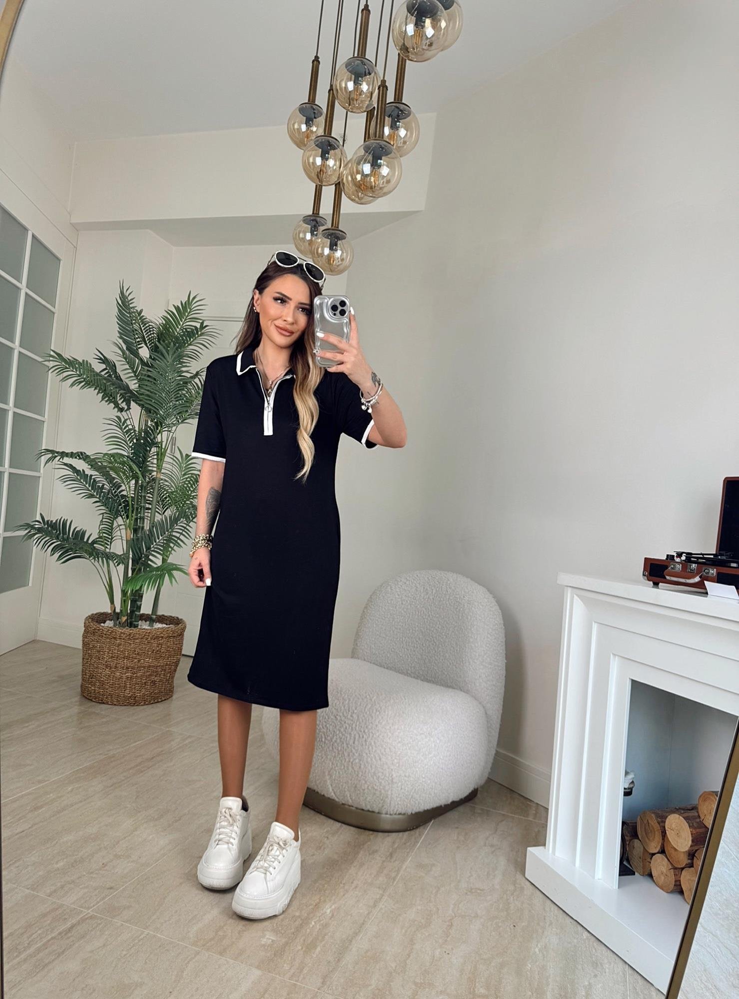 Şeritli Polo Yaka Spor Elbise