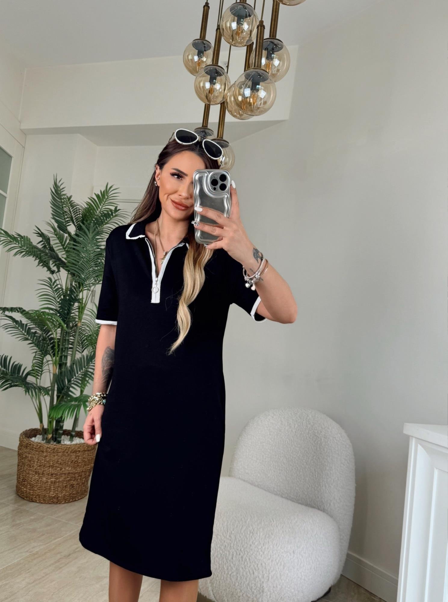 Şeritli Polo Yaka Spor Elbise