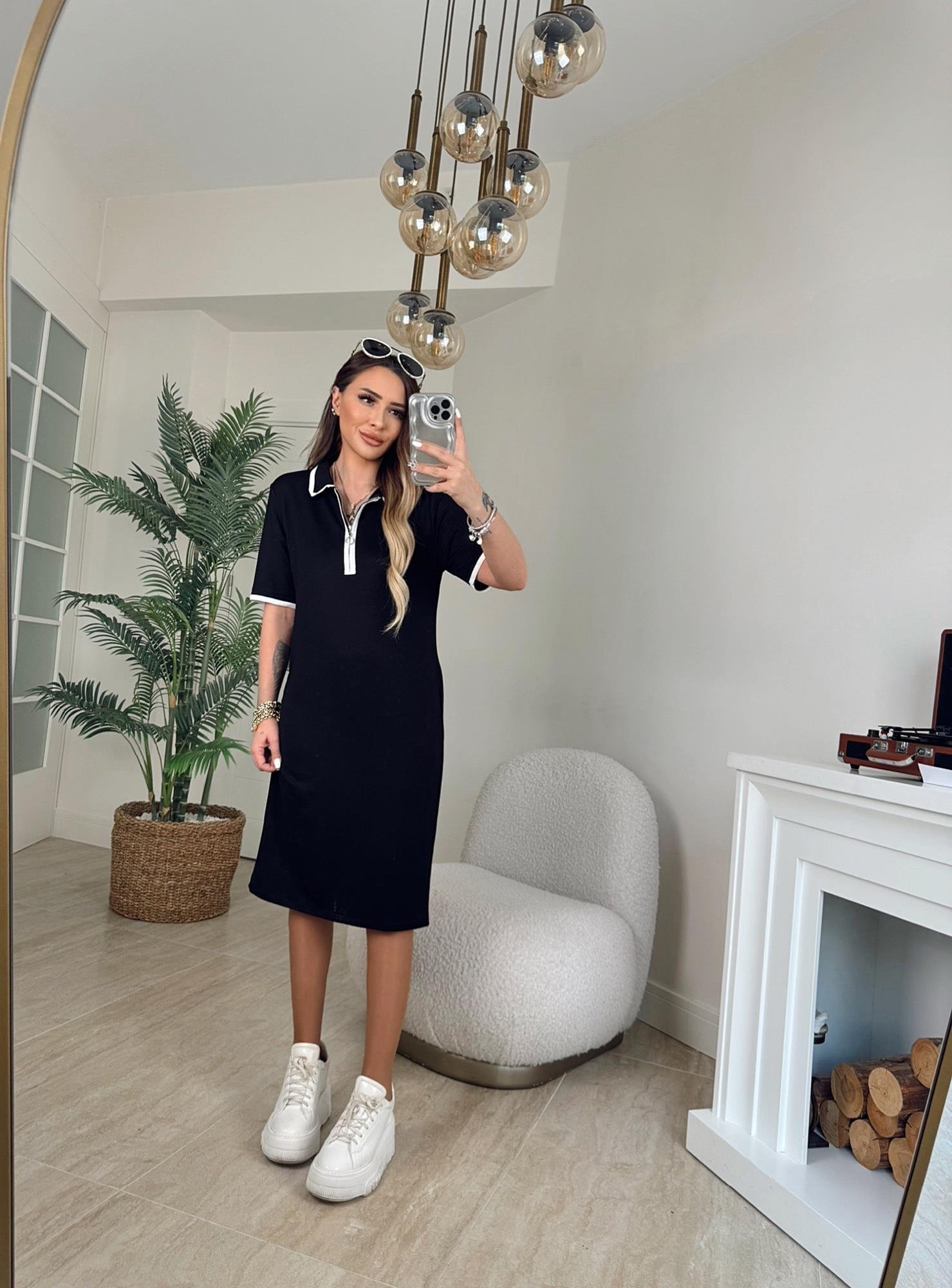 Şeritli Polo Yaka Spor Elbise