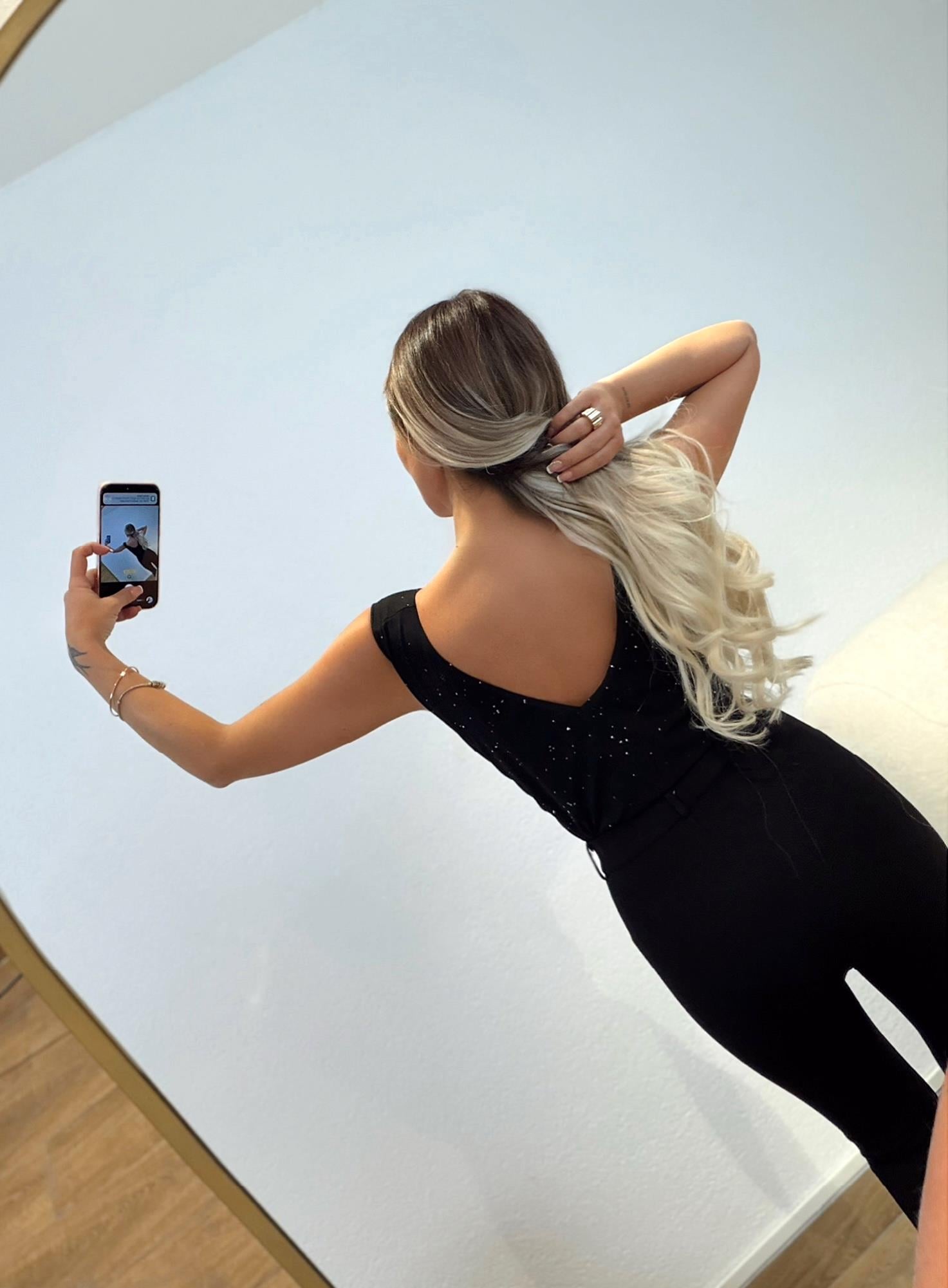 Sırt Dekolteli Simli Bodysuit