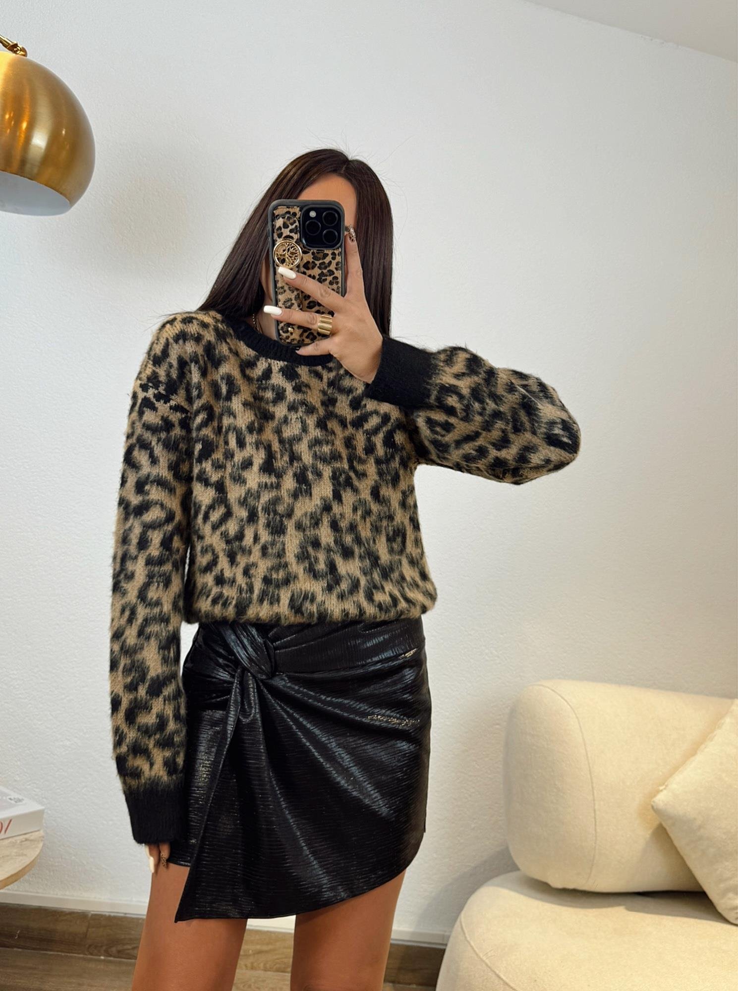 Siyah Düğümlü Parlak Şort Etek