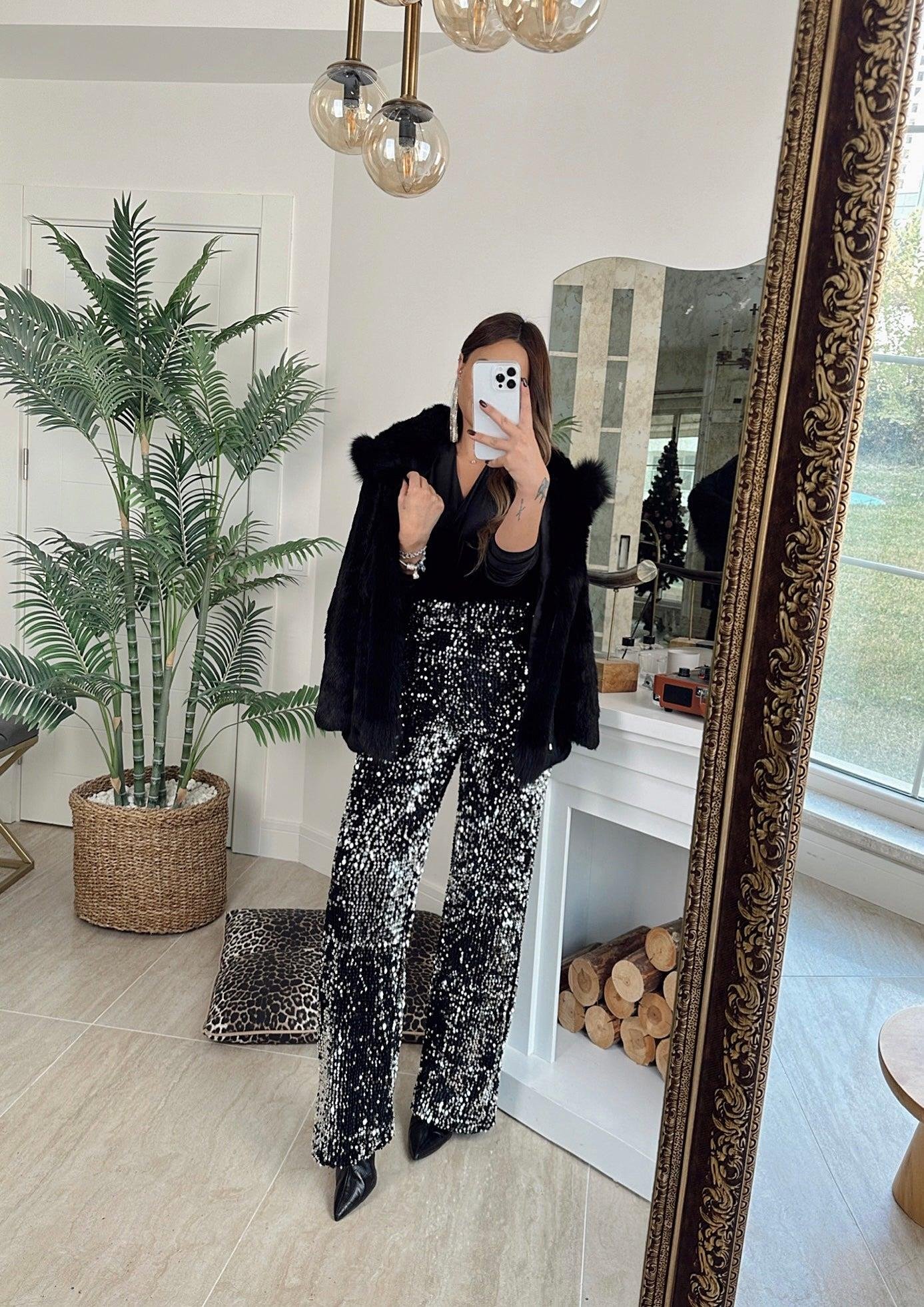 Siyah Kadife Bodysuit
