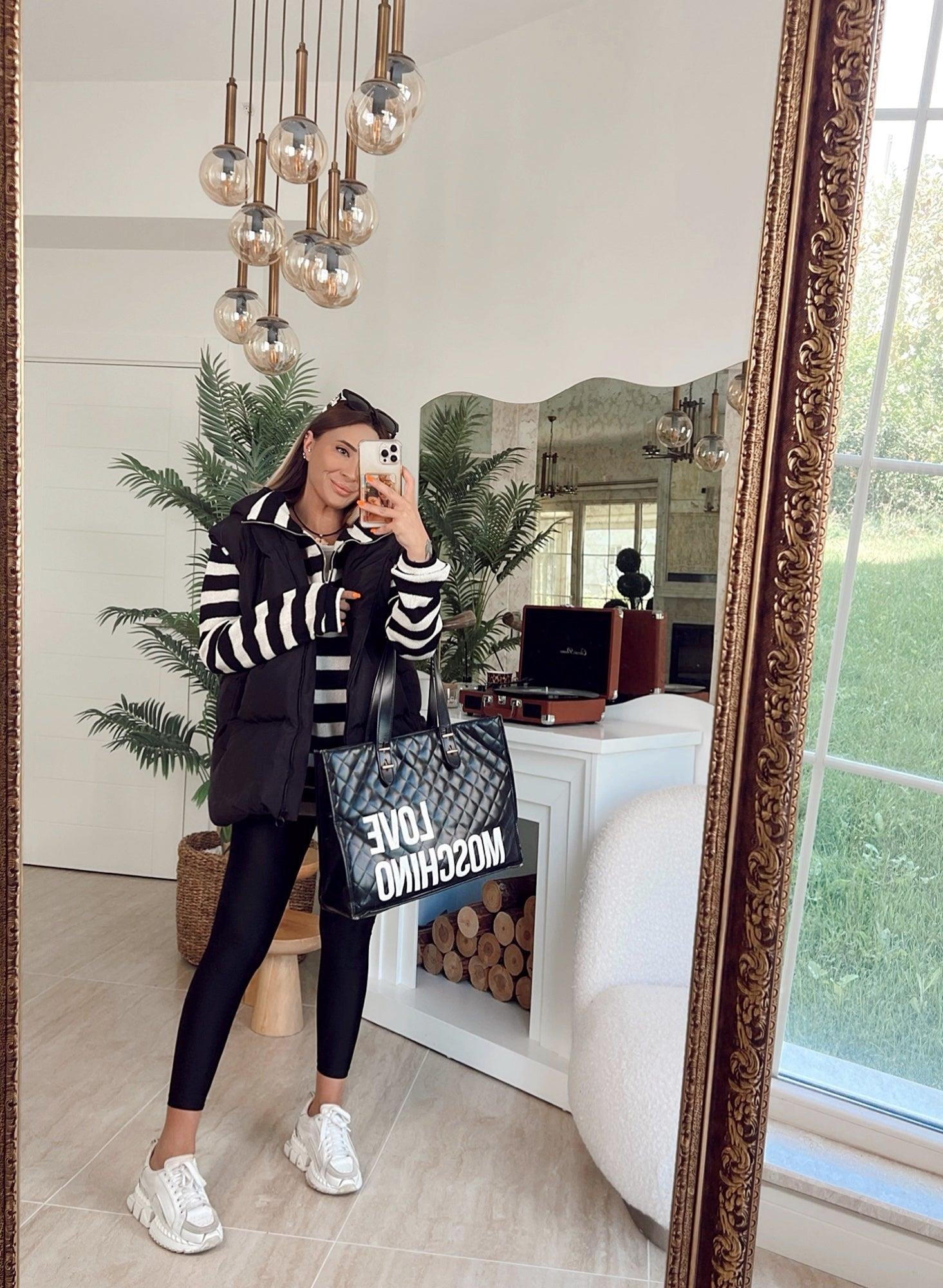 Siyah Kapişonlu Oversize Şişme Yelek