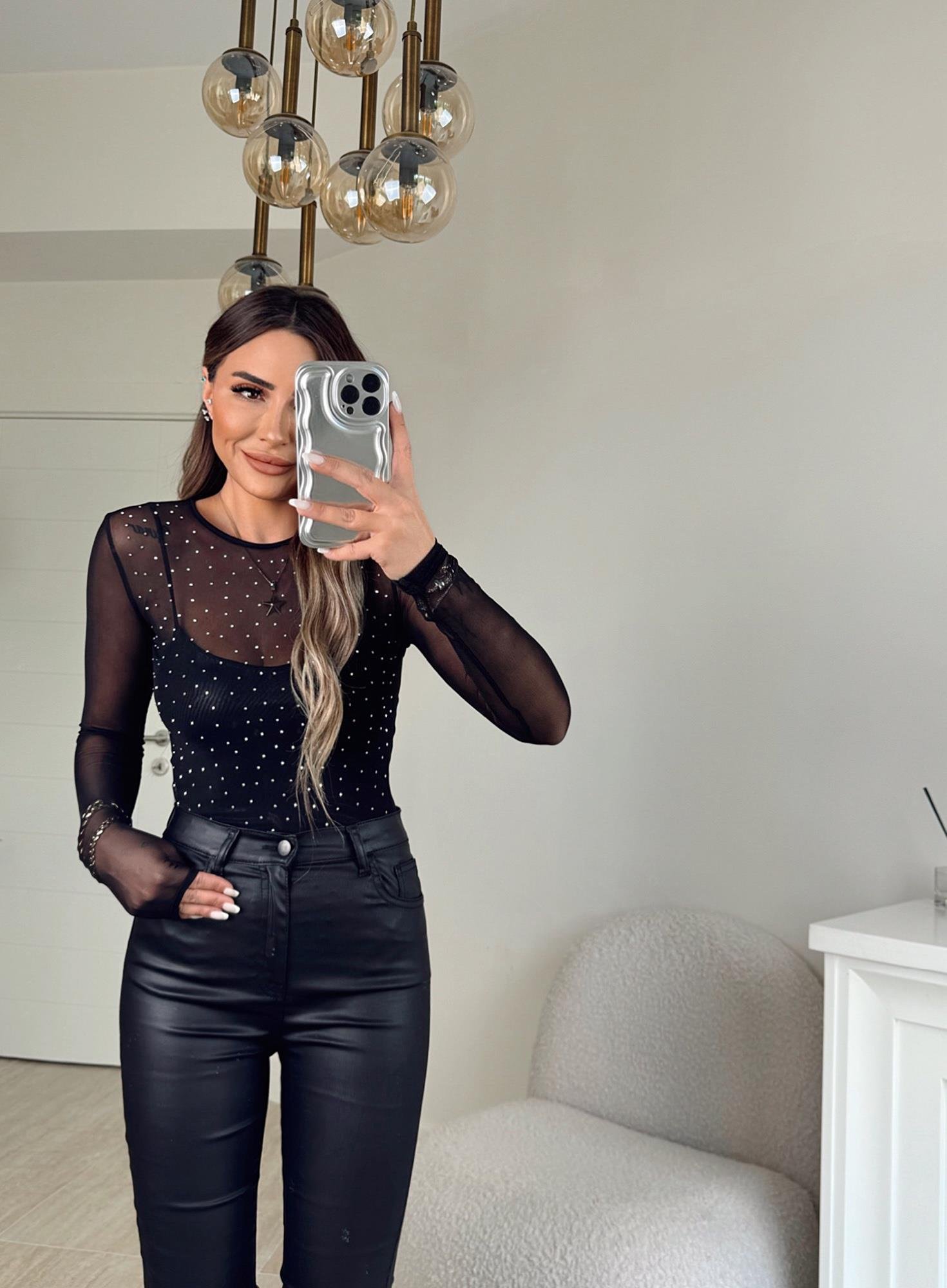 Siyah Mumlu Skinny Jean