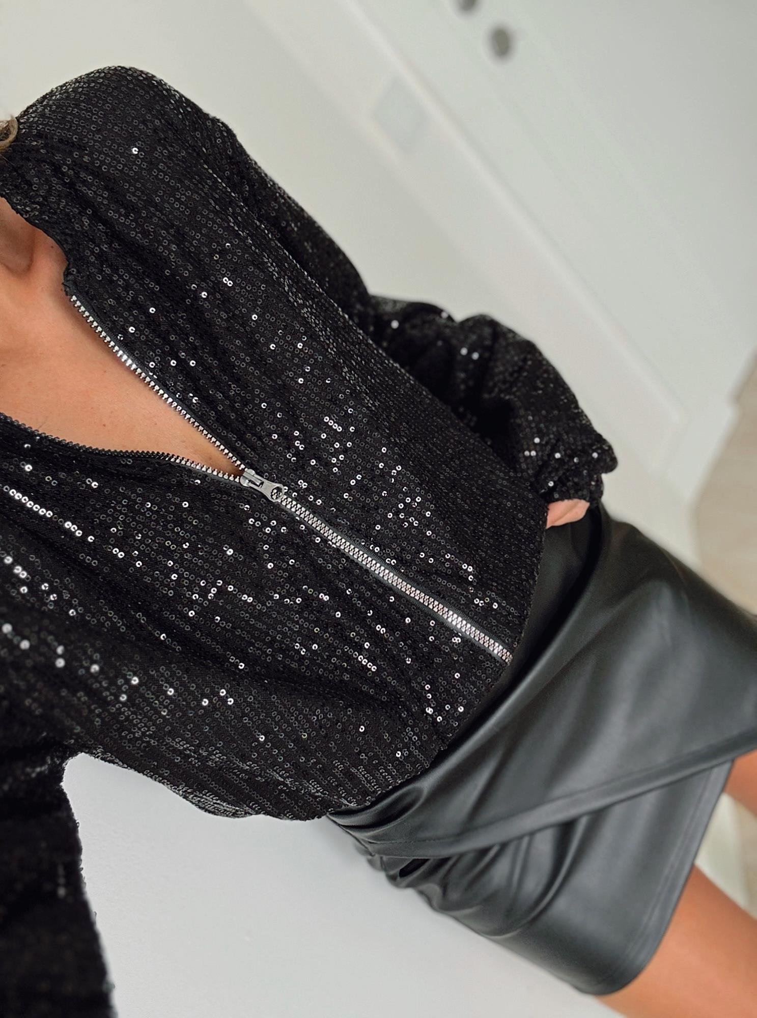 Siyah Payet Bomber Ceket