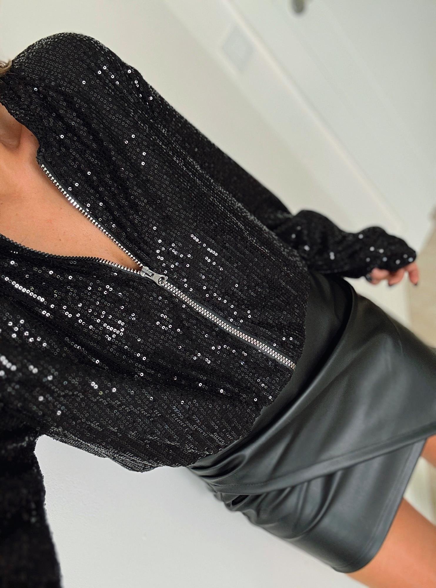 Siyah Payet Bomber Ceket