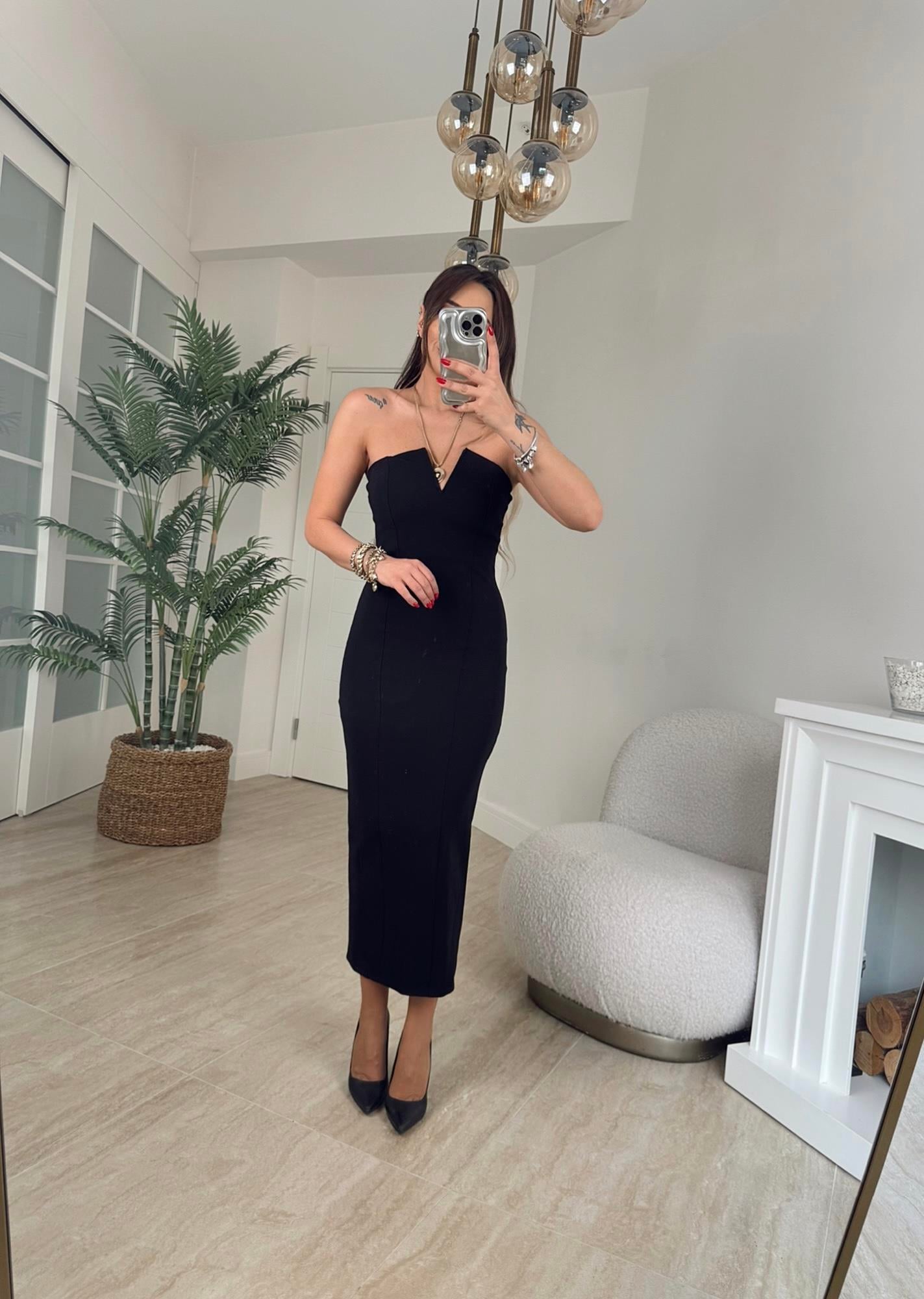 Straplez Çelik Kumaş Toparlayıcı Elbise