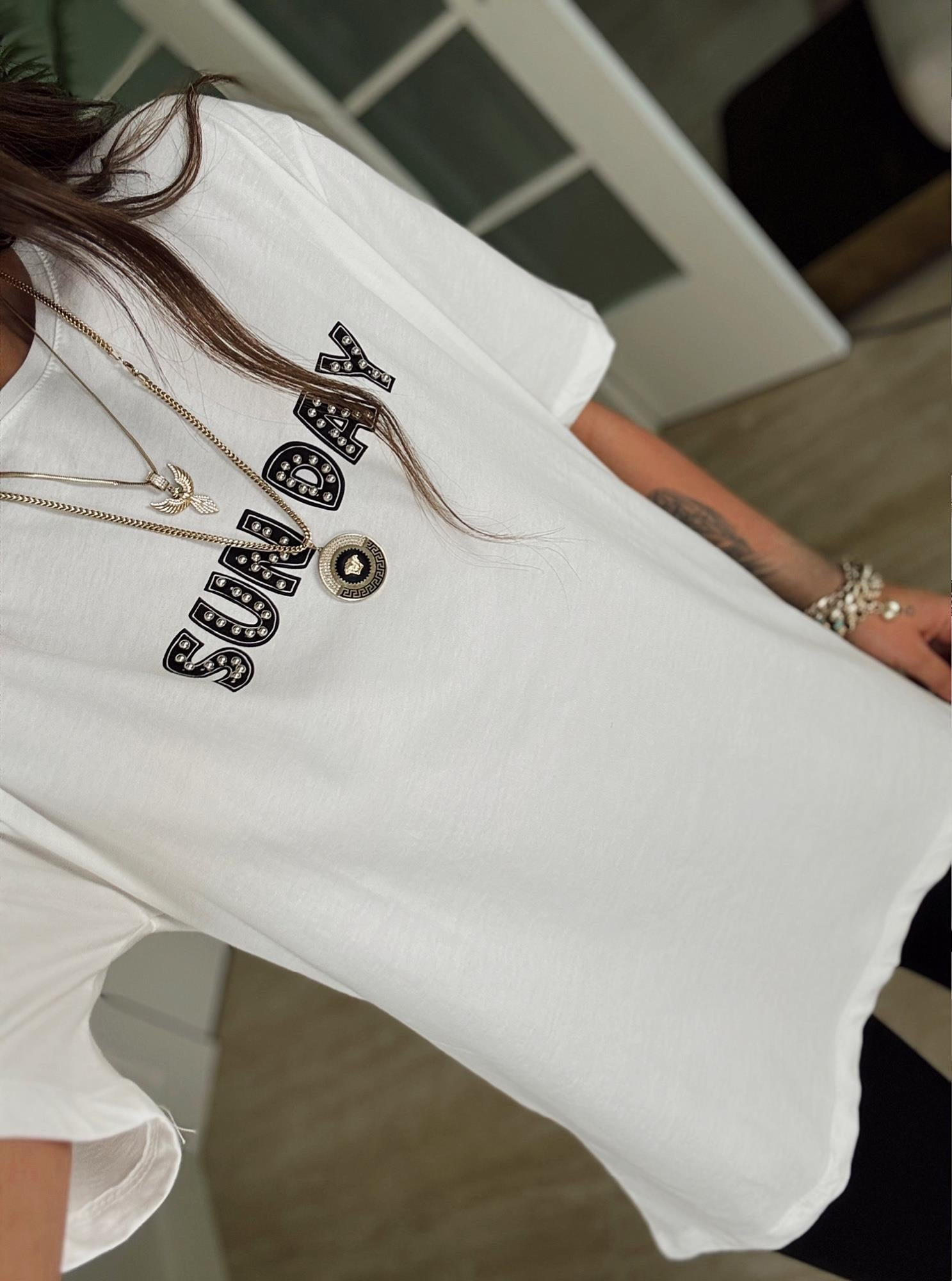 Sun Day Taşlı Tshirt