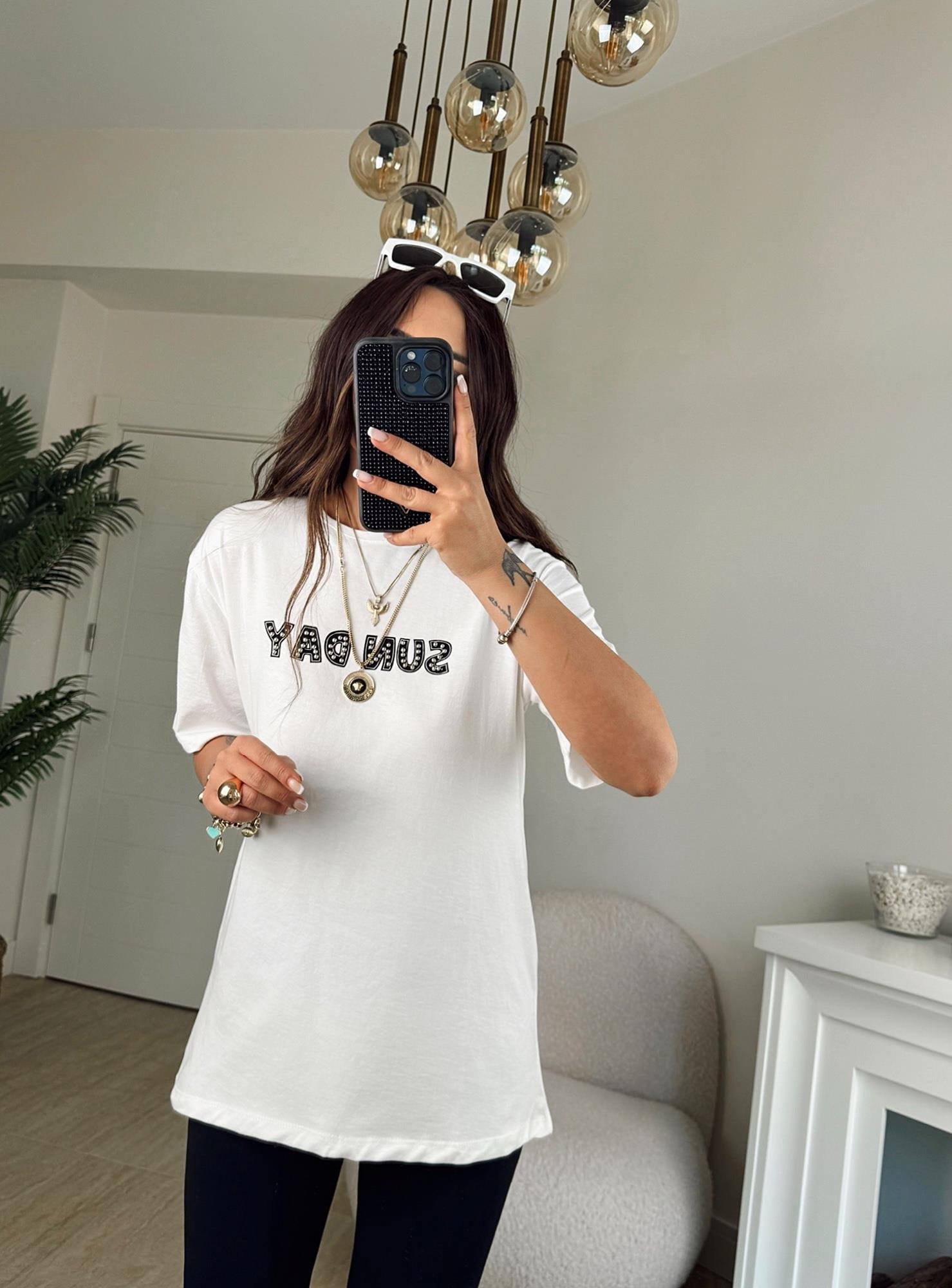Sun Day Taşlı Tshirt