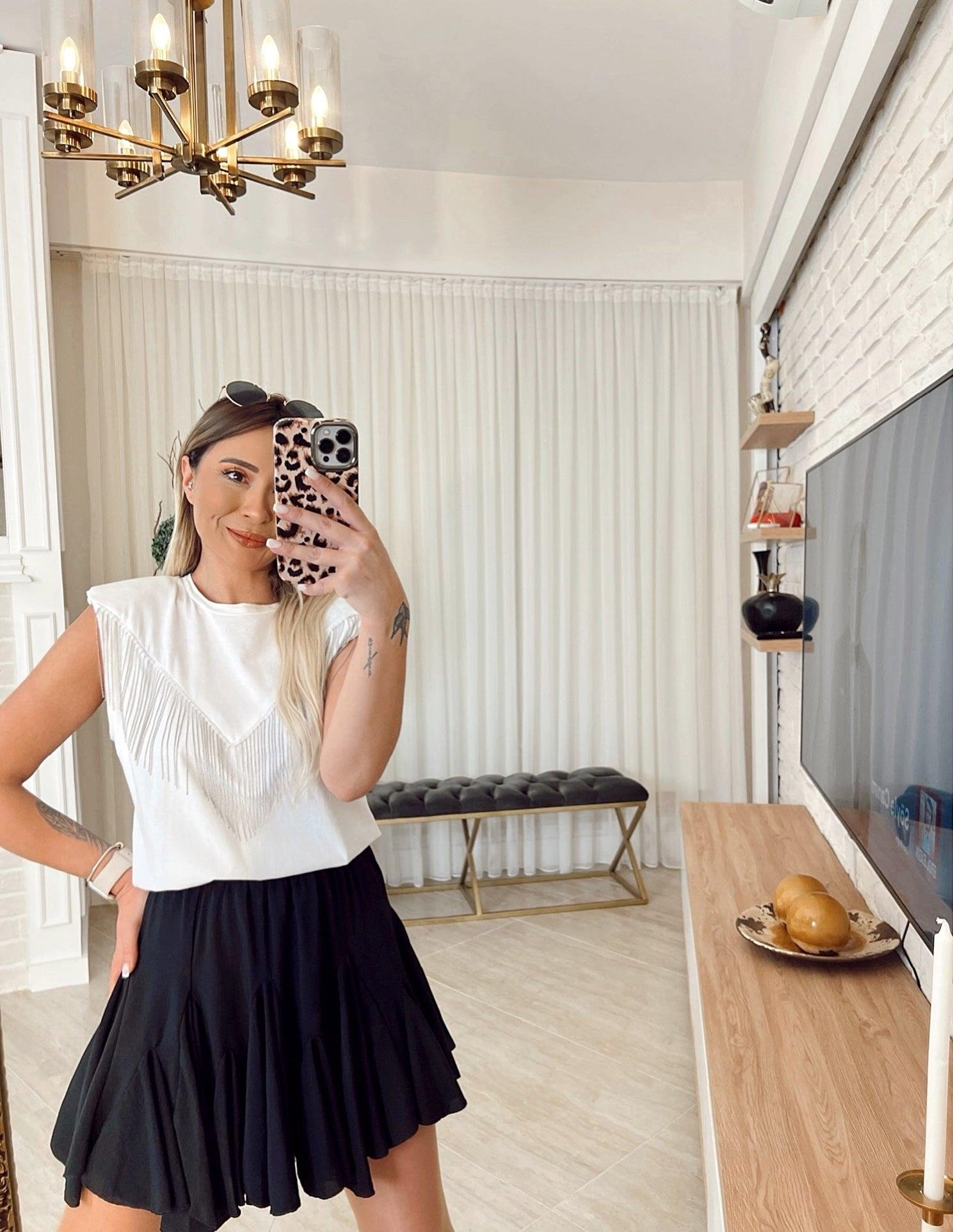 T.W.S.T Model Vatkalı Zincirli Tshirt