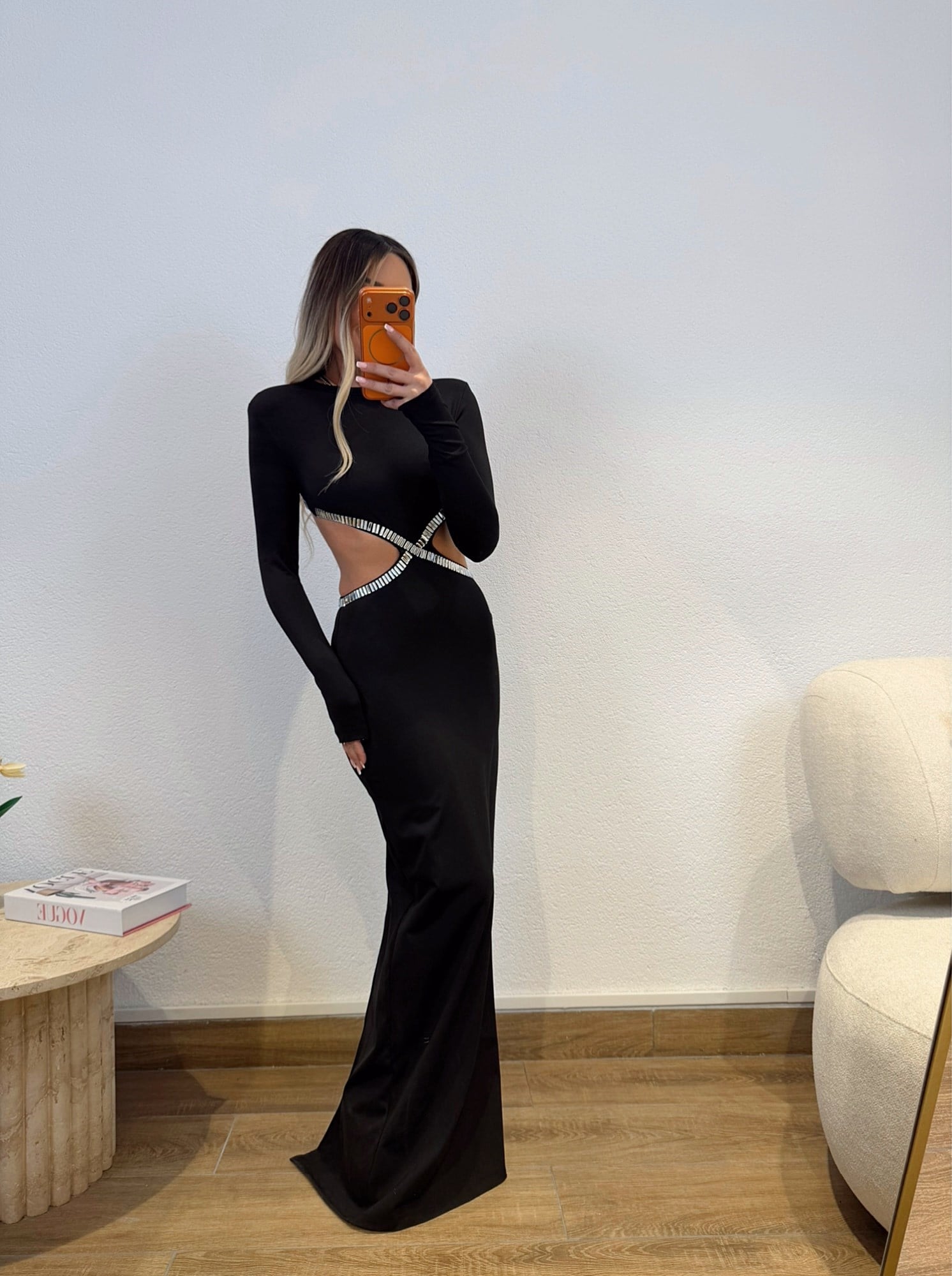 Taş Bel ve Sırt Dekolteli Vatkalı Dalgıç Elbise